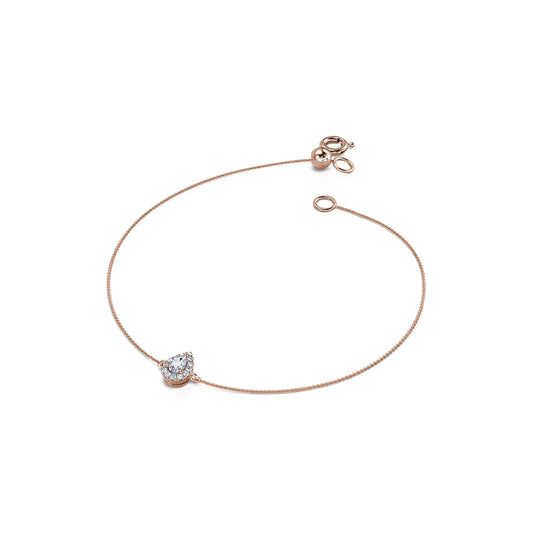 Dina - Bracelet diamant poire halo or rose #1
