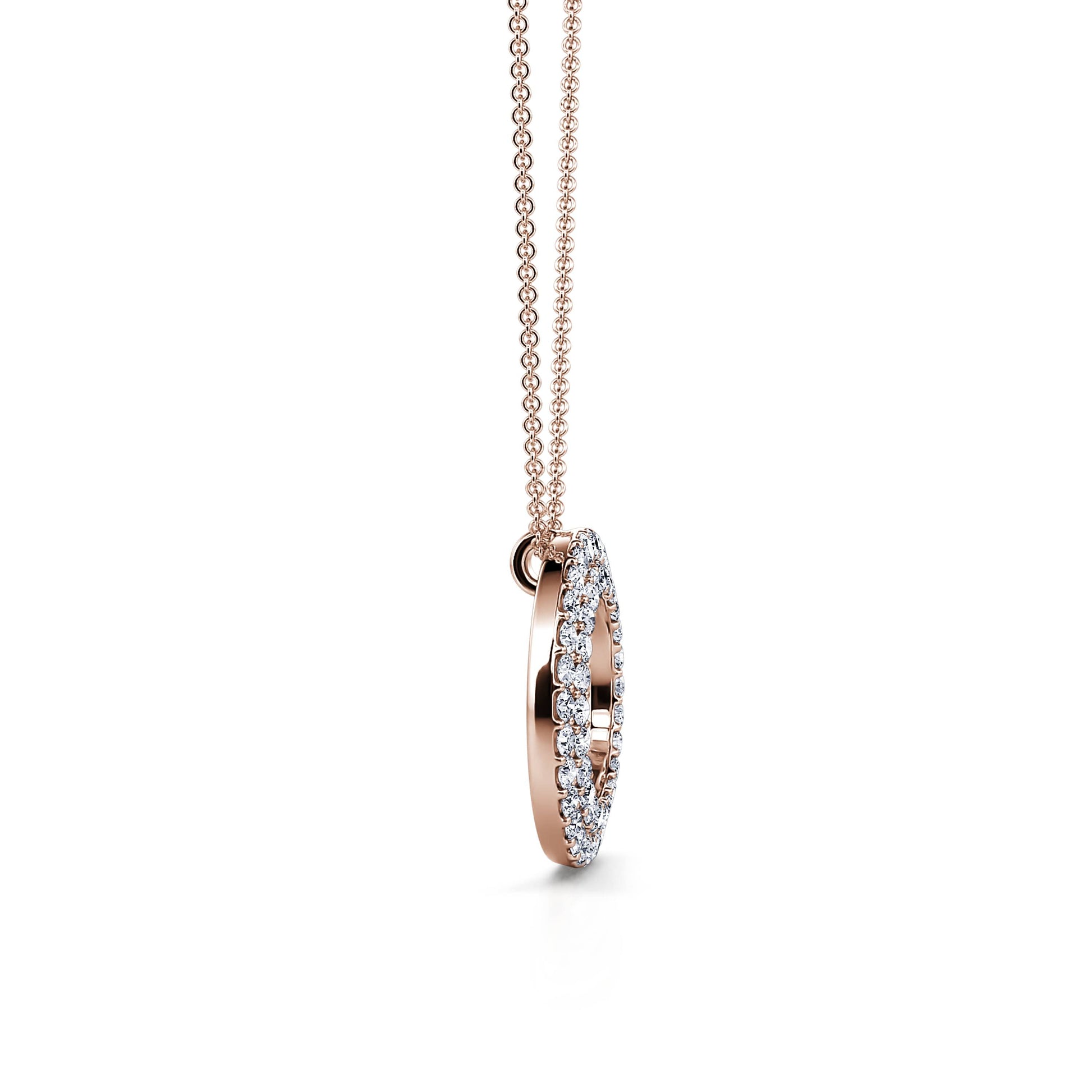 Collier or rose diamant rond pavé double rangs Divine 3
