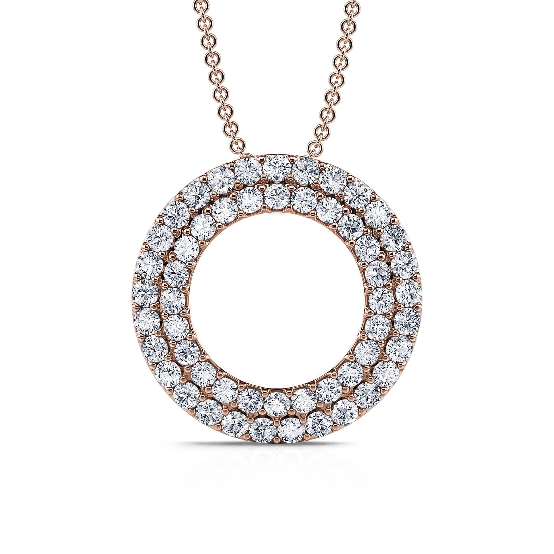Collier or rose diamant rond pavé double rangs Divine 2