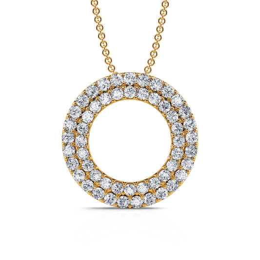 Divine - Collier or jaune diamant rond pavé double rangs #2