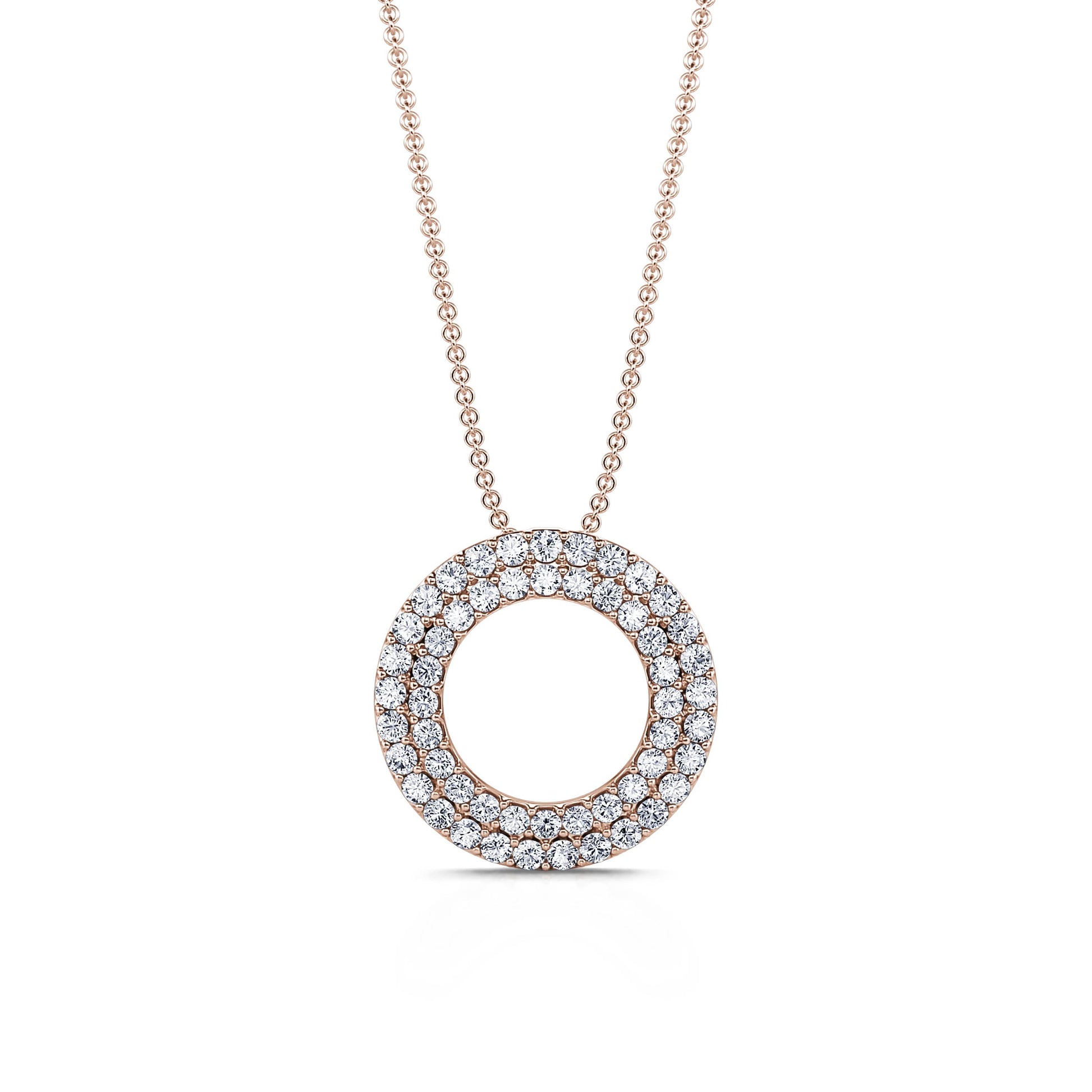 Collier or rose diamant rond pavé double rangs Divine 1