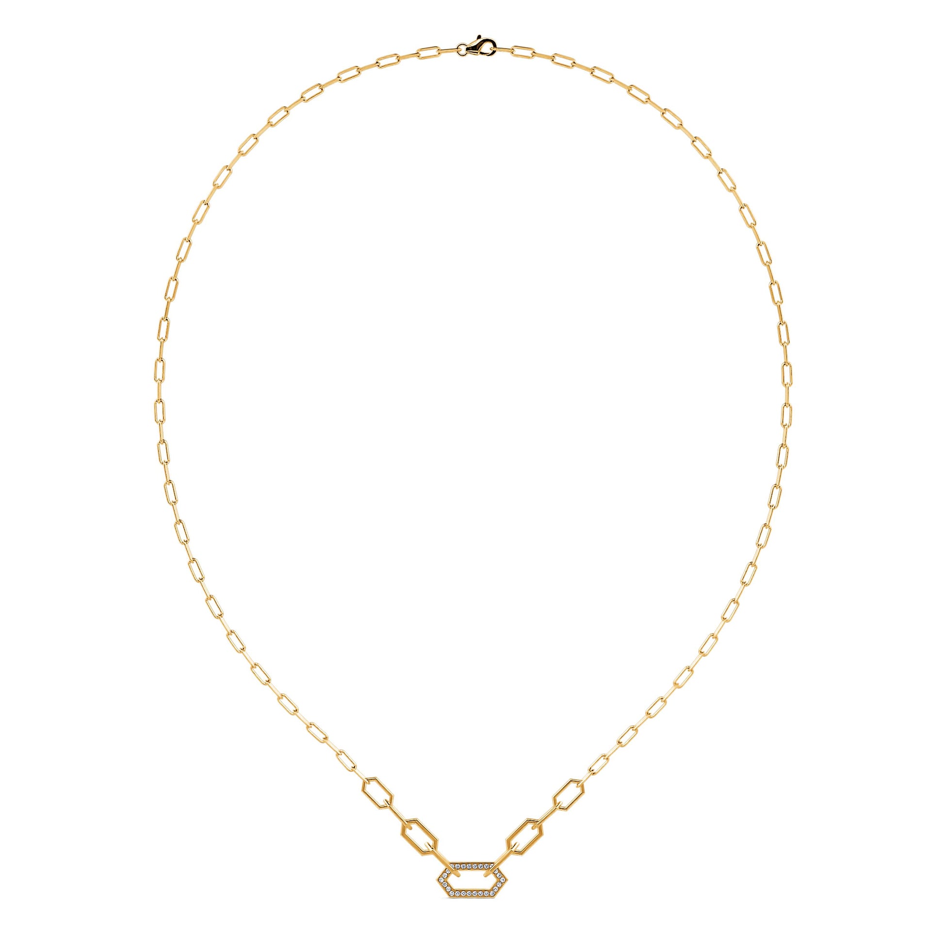 Collier chaîne un maillon serti or jaune Dona 3