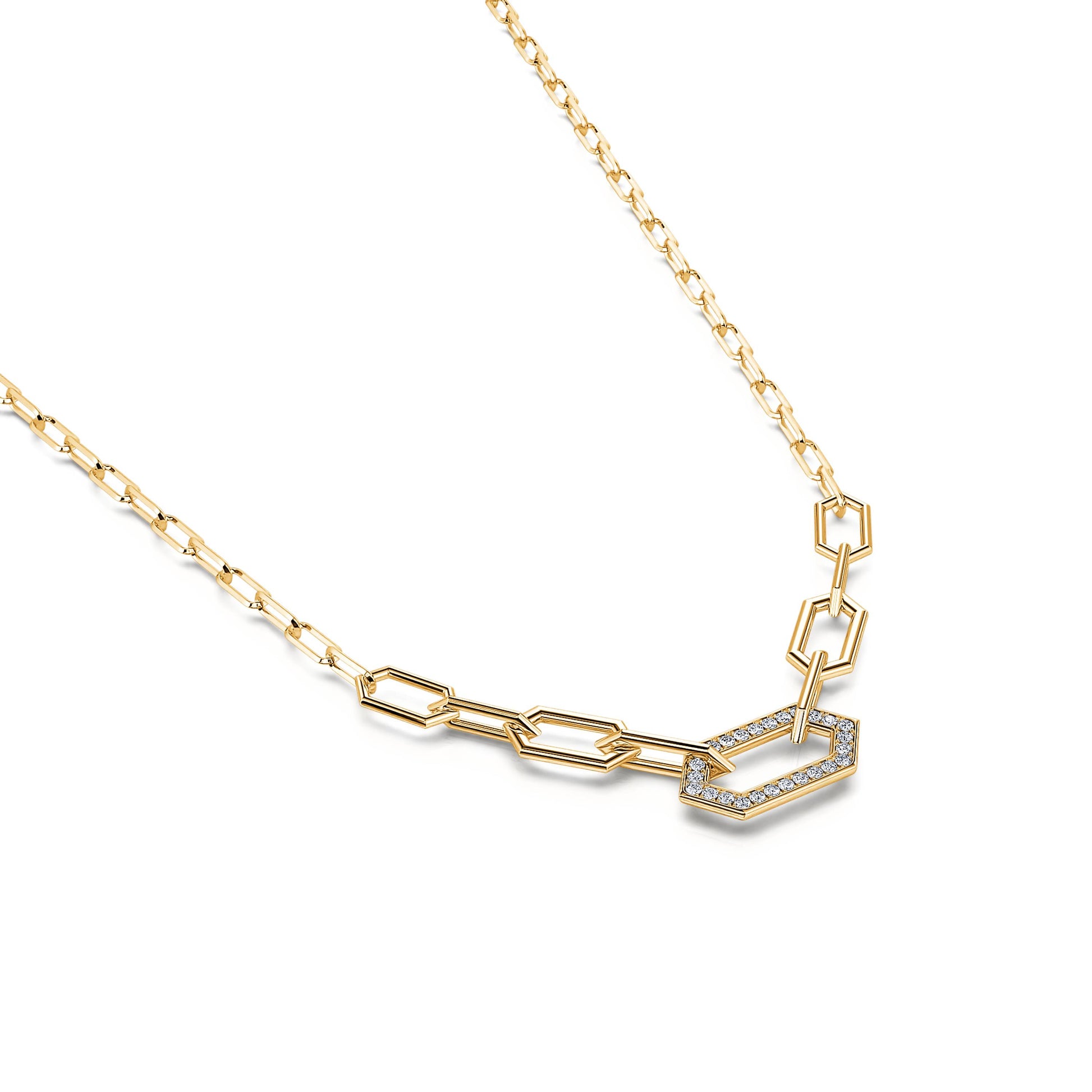 Collier chaîne un maillon serti or jaune Dona 1