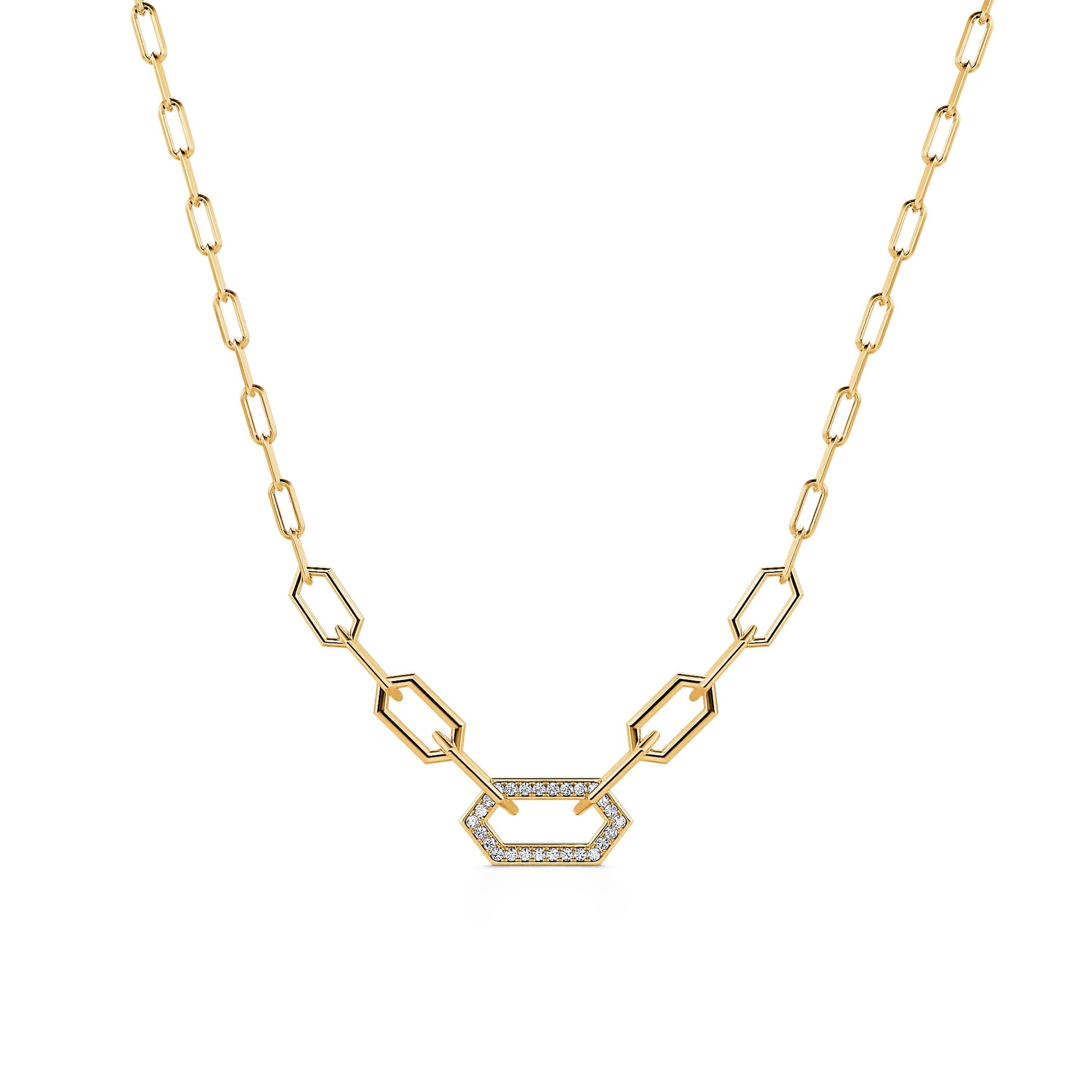 Collier chaîne un maillon serti or jaune Dona 2