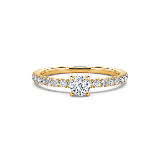 Dorine - Solitaire or jaune diamant accompagné #1