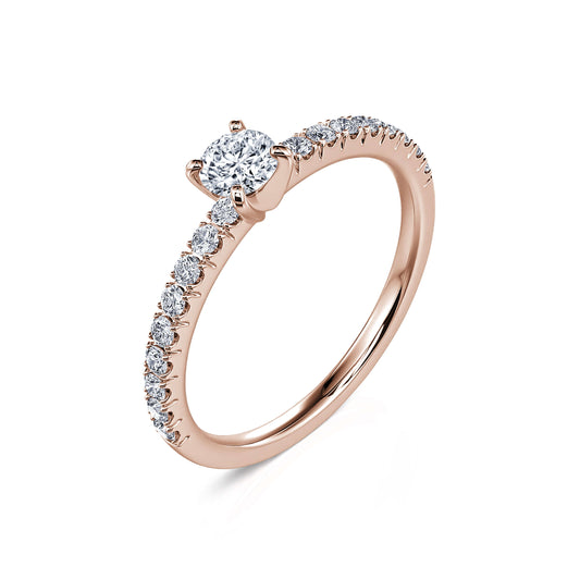 Dorine&nbsp;-&nbsp;Solitaire or rose diamant accompagné #2