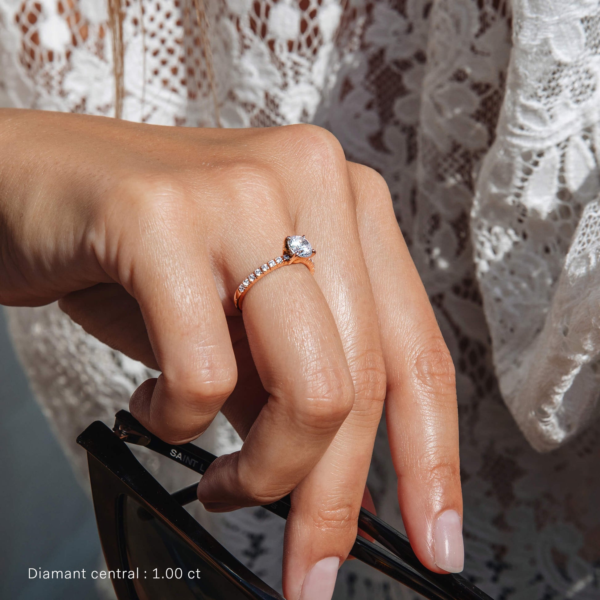 Solitaire or jaune diamant accompagné Dorine 6