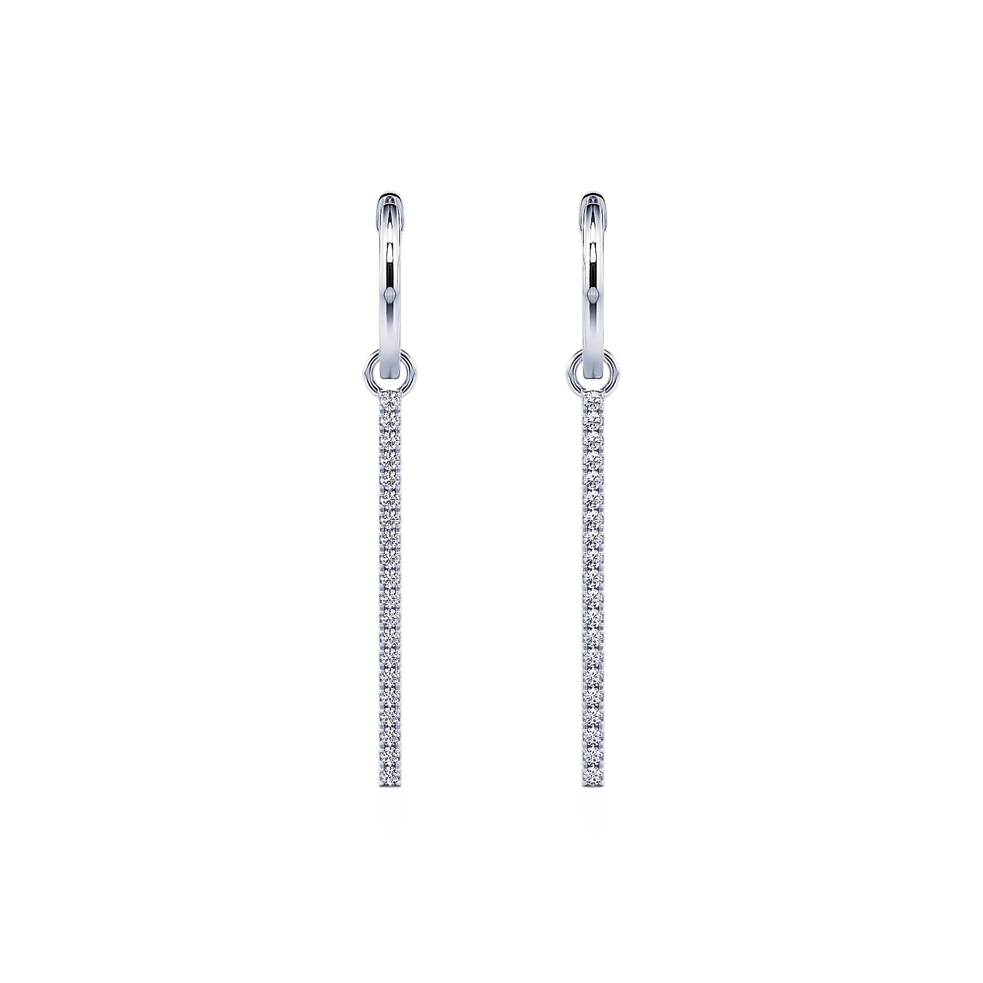 Créoles or blanc et diamant brillant 2 en 1 Eda 3
