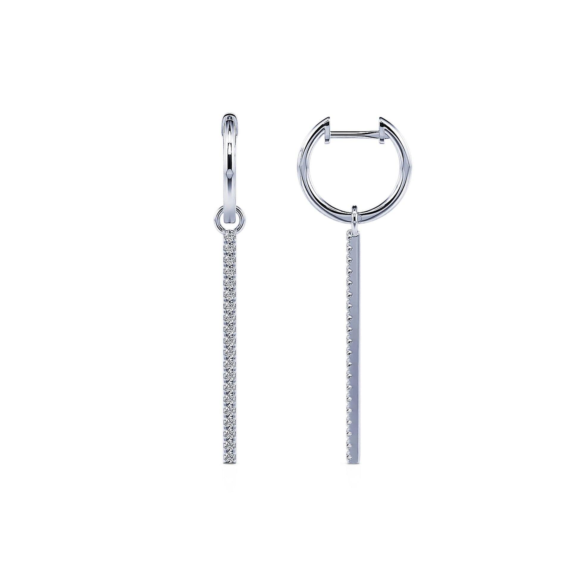 Créoles or blanc et diamant brillant 2 en 1 Eda 2