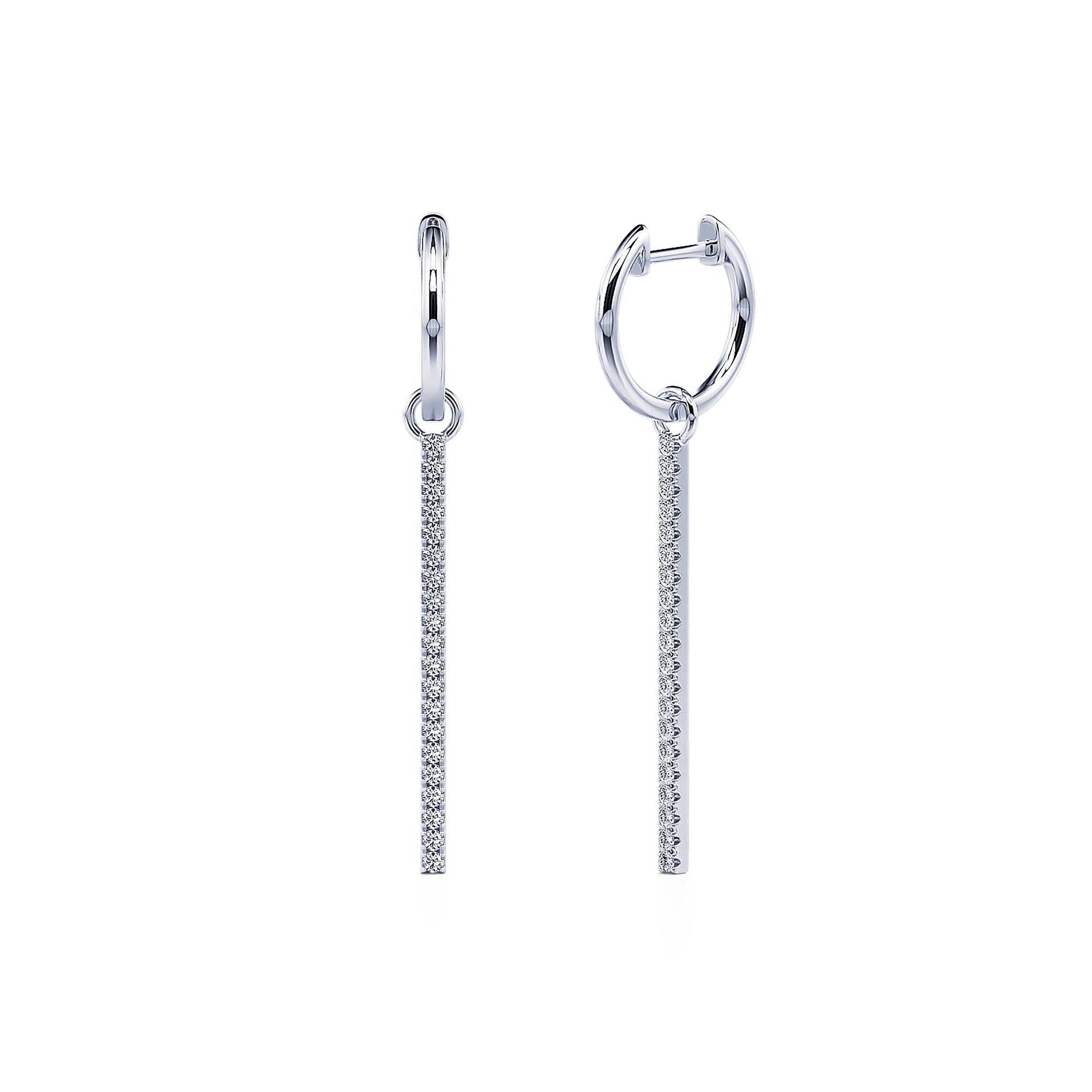 Créoles or blanc et diamant brillant 2 en 1 Eda 1