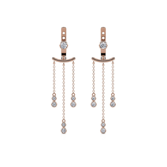 Eden - Boucles d'oreilles pendantes or rose et diamants #2