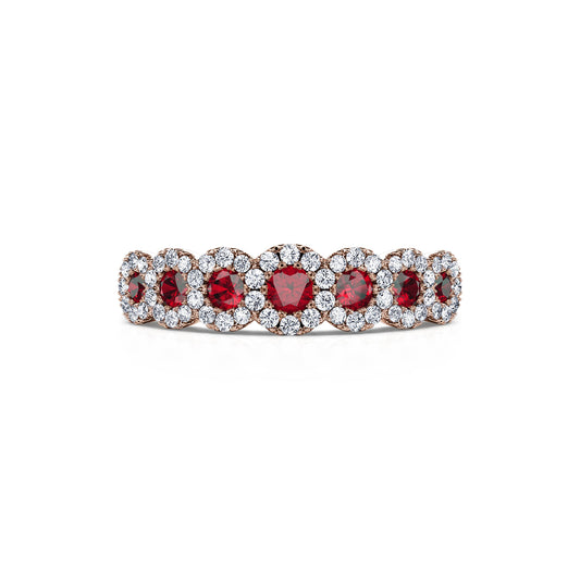 Edna&nbsp;-&nbsp;Alliance demi tour diamant et rubis or rose #2