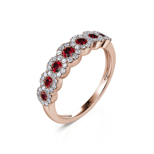 Edna&nbsp;-&nbsp;Alliance demi tour diamant et rubis or rose #1