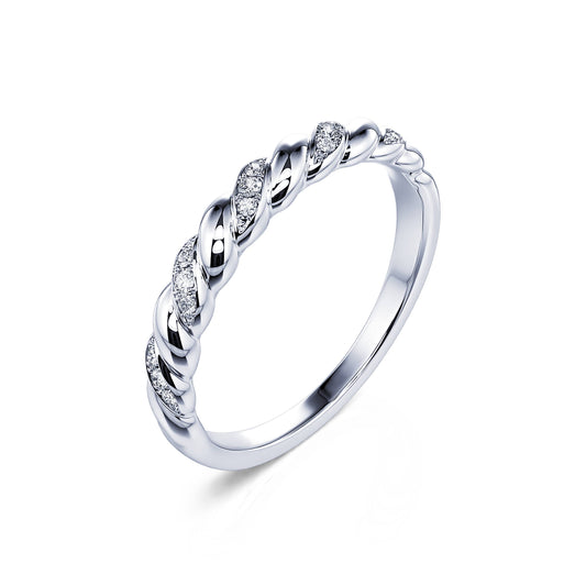 Eline&nbsp;-&nbsp;Bague torsade platine et diamants #1
