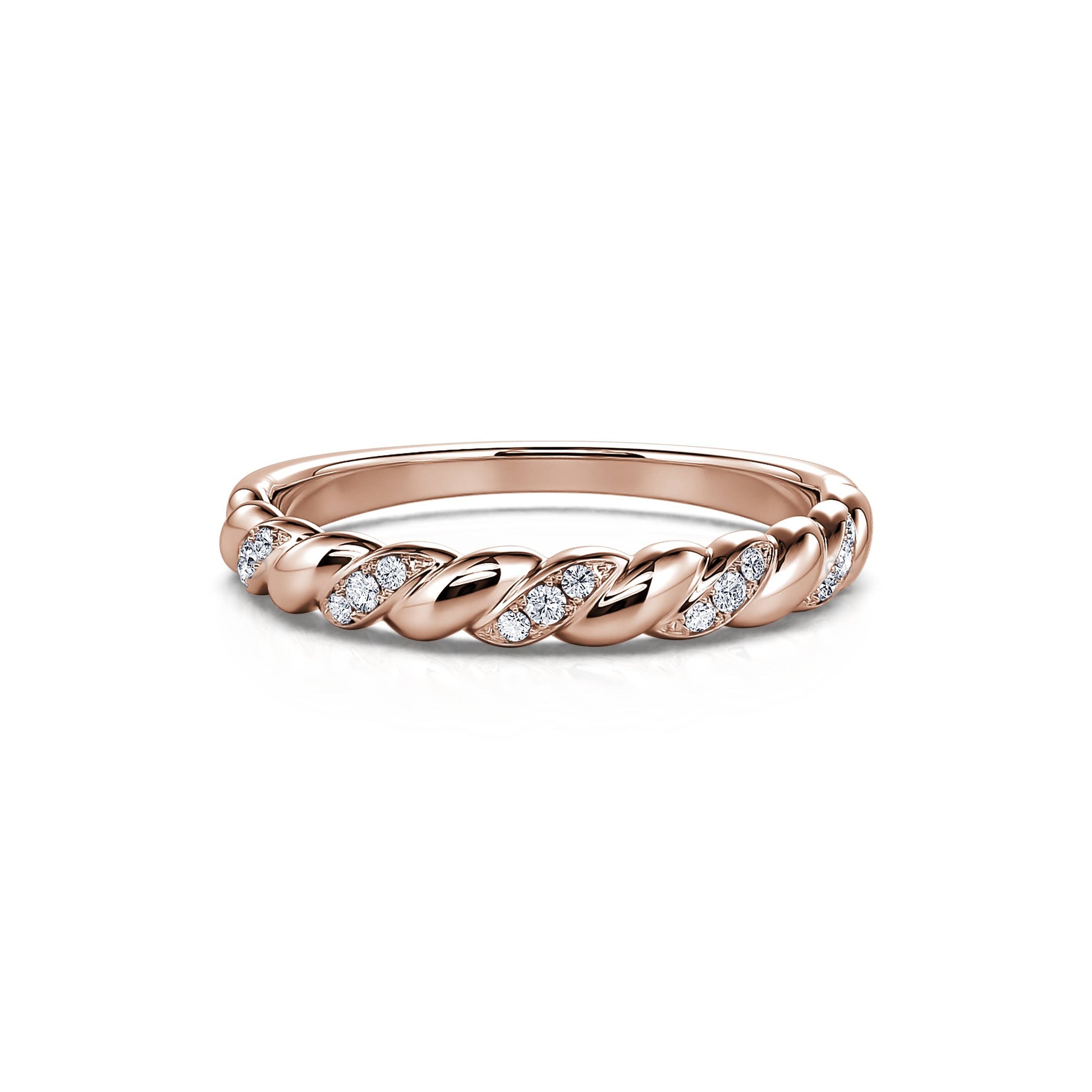 Bague torsade or rose et diamants Eline 3
