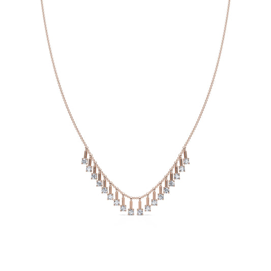 Elio - Collier diamants suspendus or rose #2