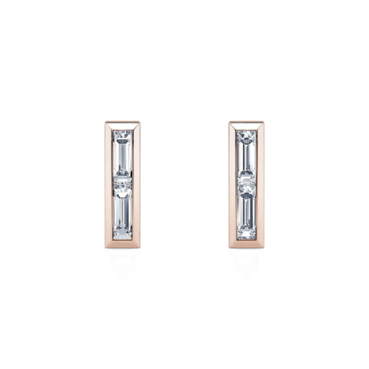 Elise - Boucles d'oreilles diamant baguette or rose #1