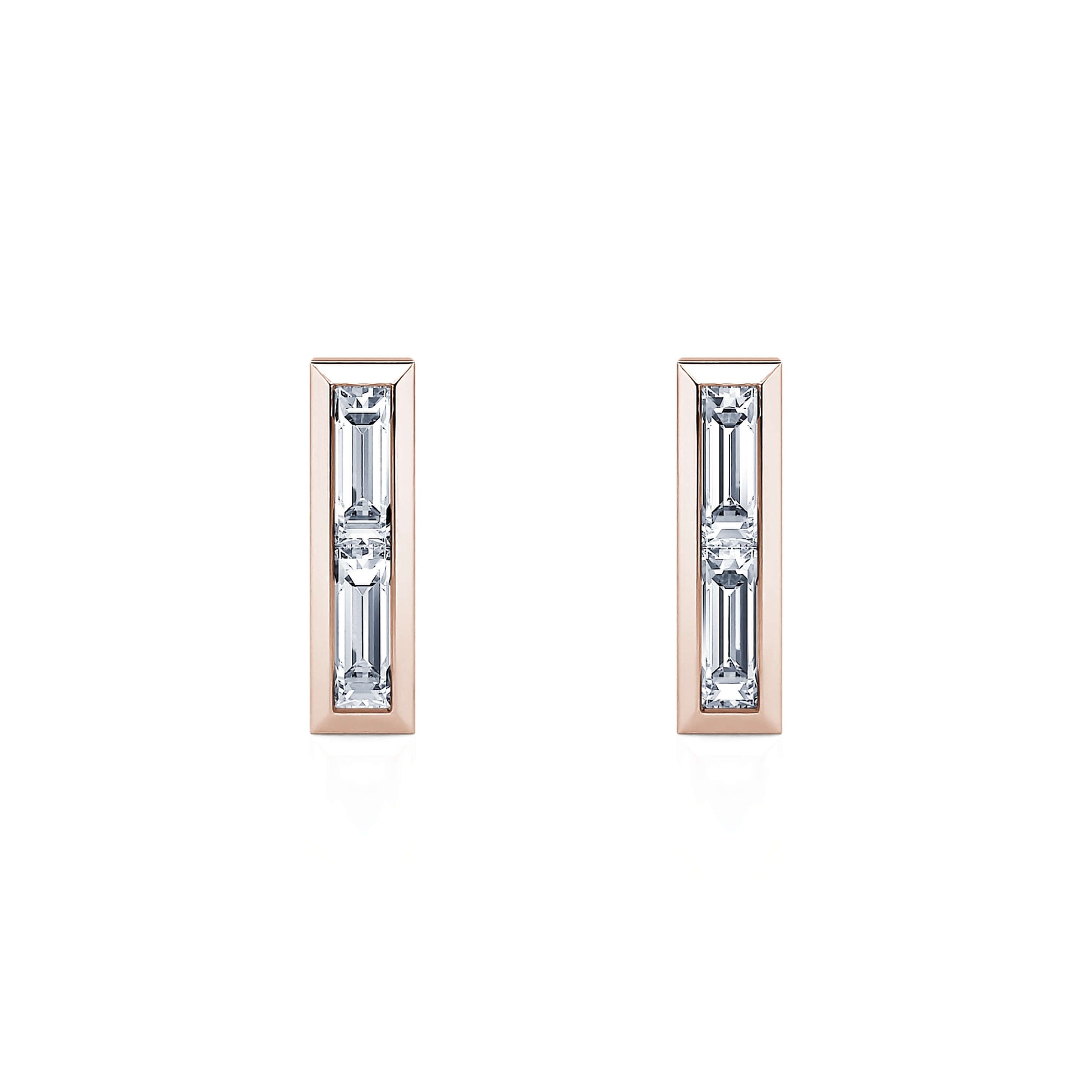 Boucles d'oreilles diamant baguette or rose Elise 1