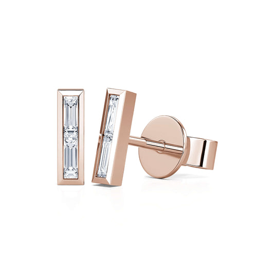 Elise&nbsp;-&nbsp;Boucles d'oreilles diamant baguette or rose #2