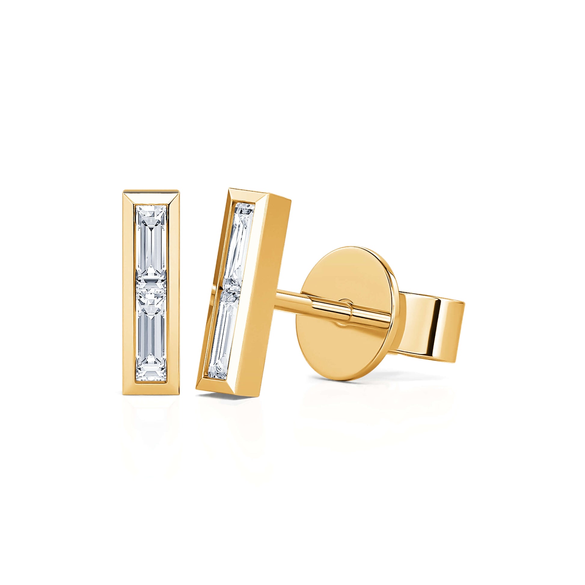 Boucles d'oreilles diamant baguette or jaune Elise 2