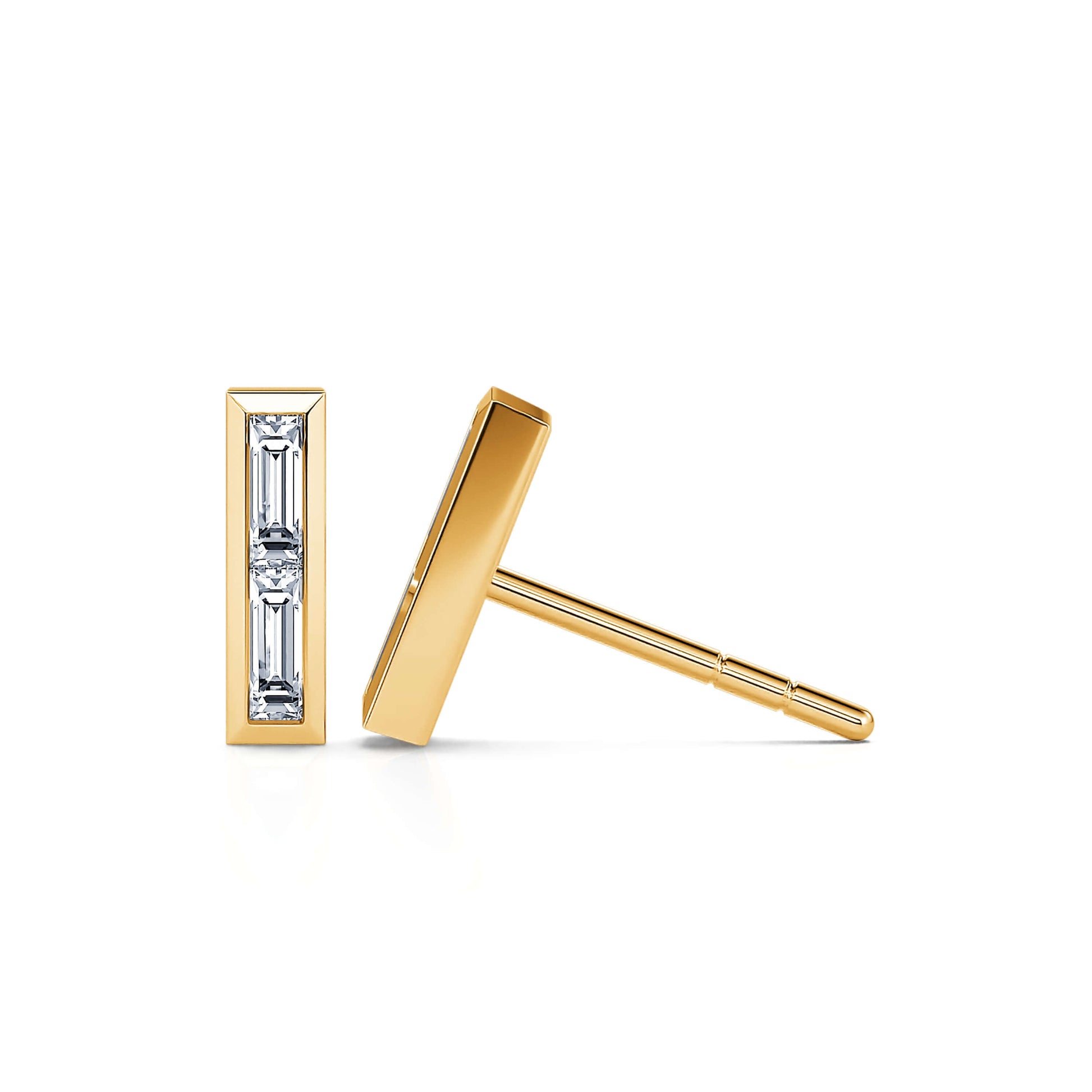 Boucles d'oreilles diamant baguette or jaune Elise 3