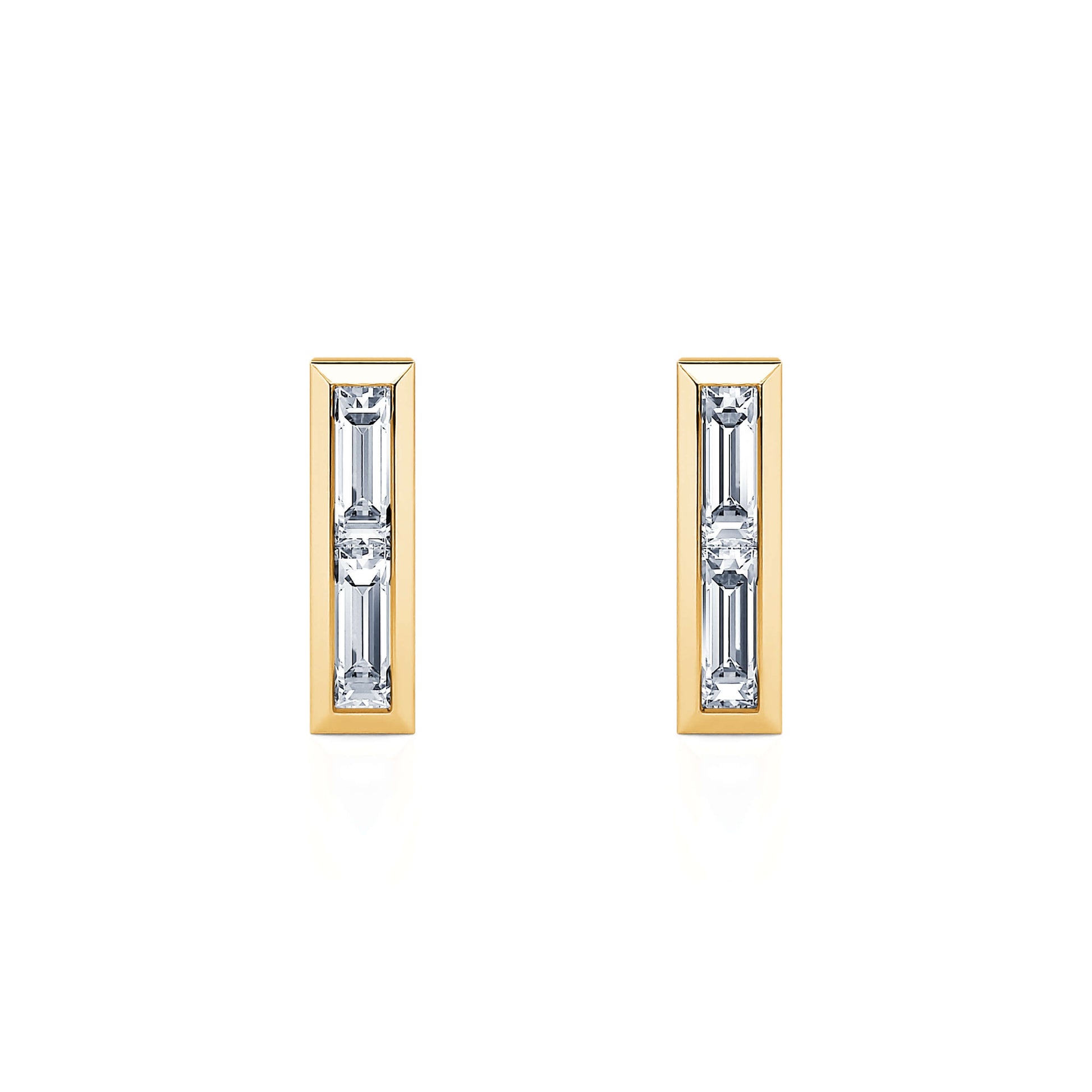 Boucles d'oreilles diamant baguette or jaune Elise 1