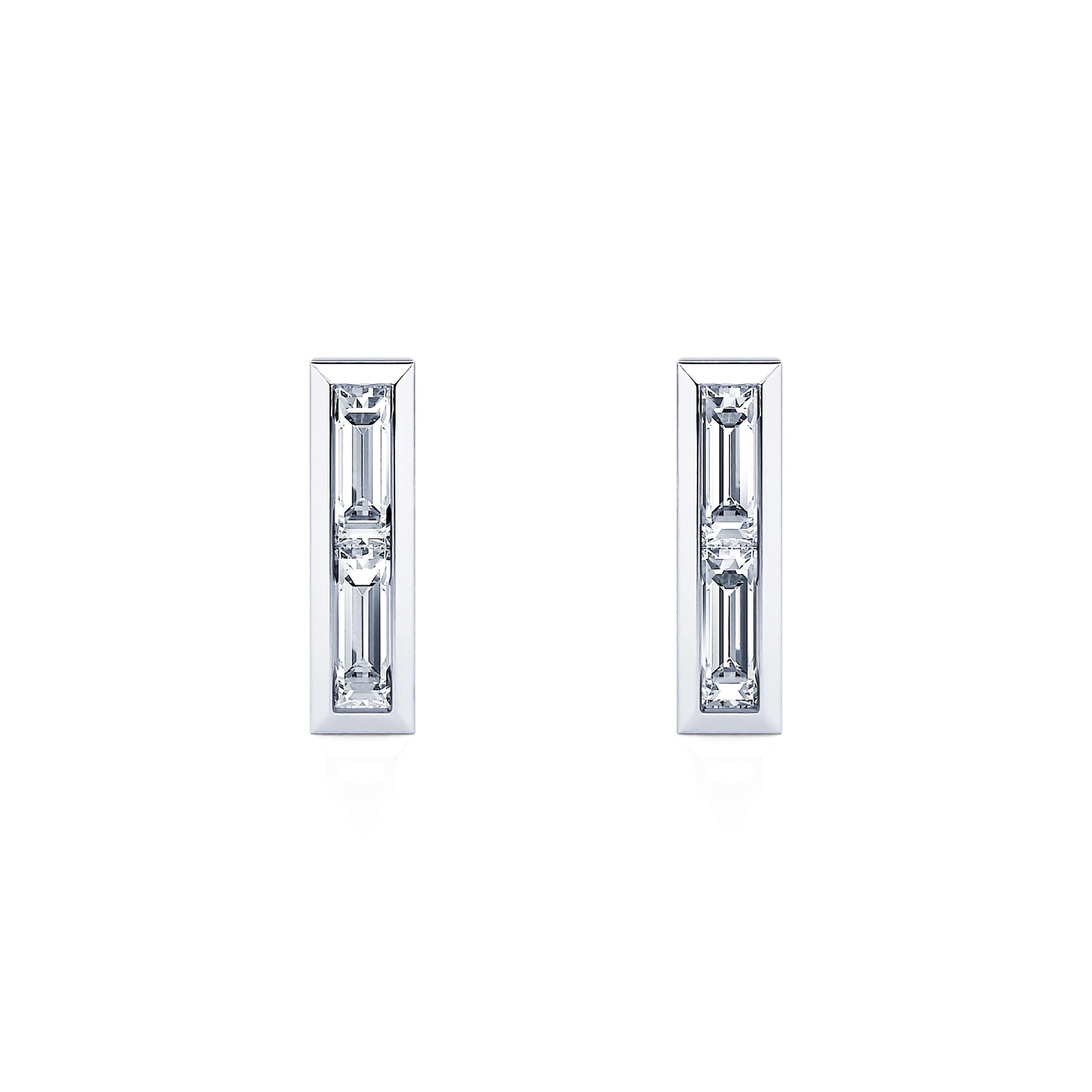 Boucles d'oreilles diamant baguette or blanc Elise 1