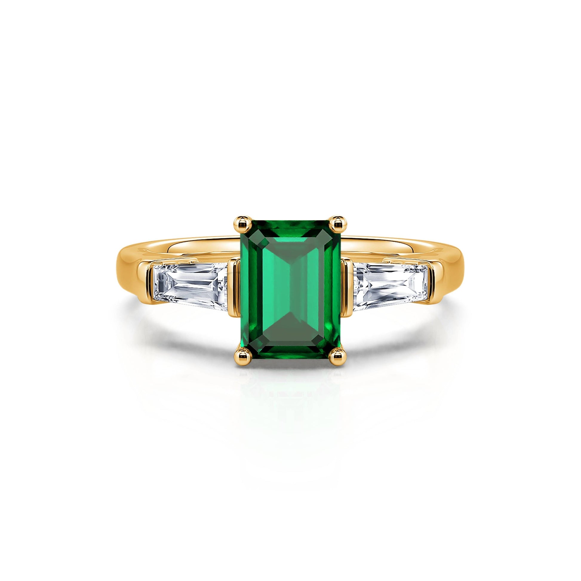 Solitaire or jaune émeraude et diamant Ella Émeraude 4