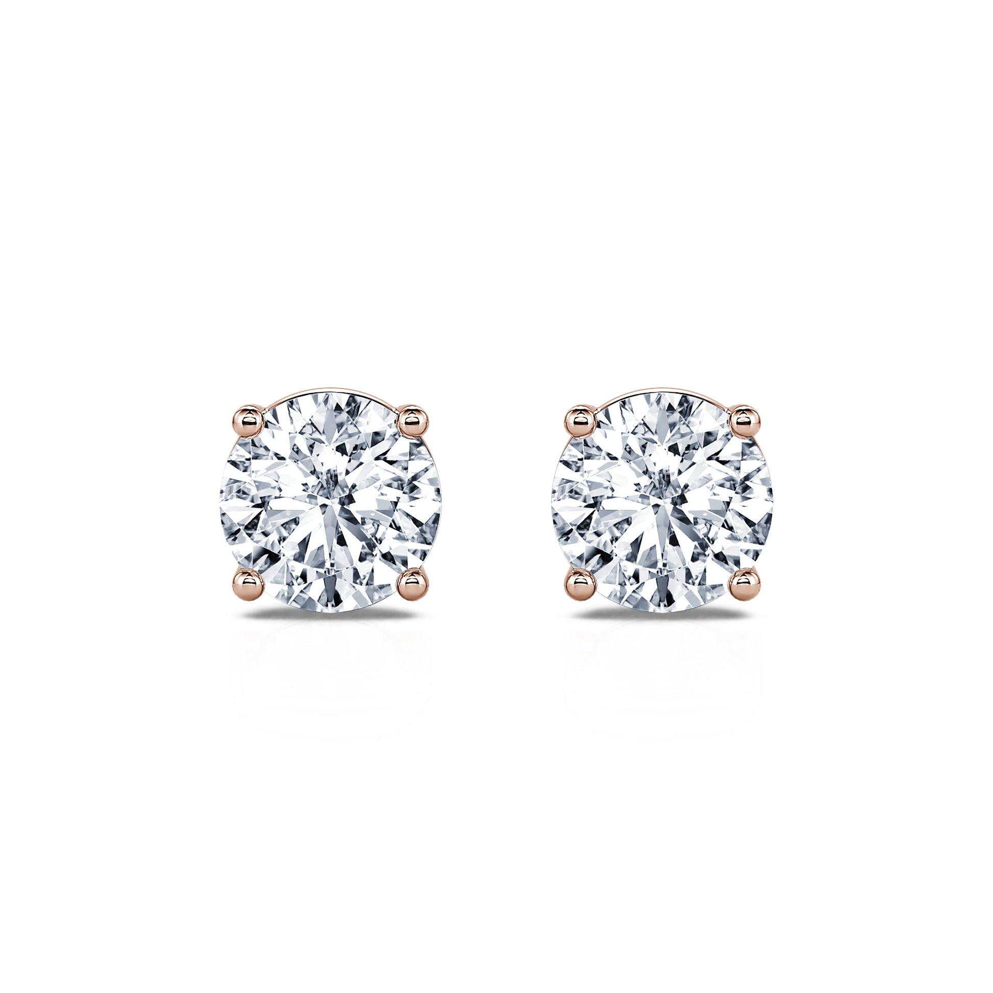 Puces d'oreilles diamant de synthèse or rose Ellie Lab 1
