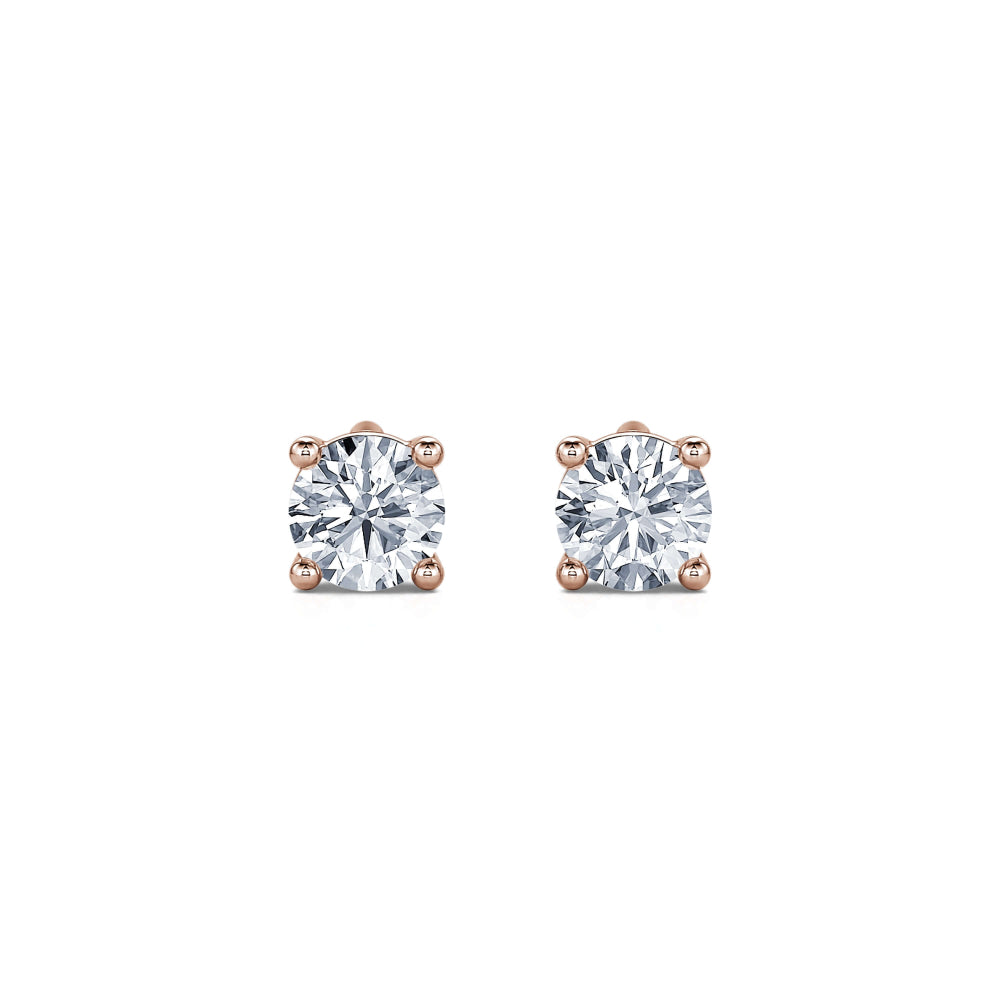 Puces d'oreilles diamant or rose Ellie 1