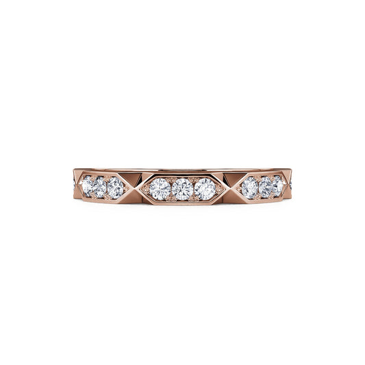 Elly&nbsp;-&nbsp;Alliance géométrique diamant et or rose #2