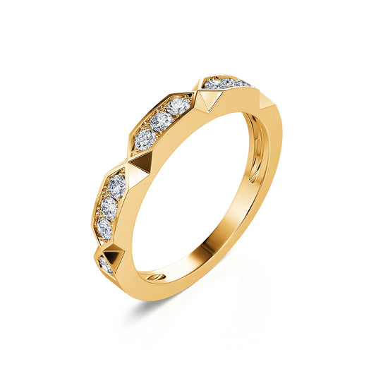 Elly&nbsp;-&nbsp;Alliance géométrique diamant et or jaune #1