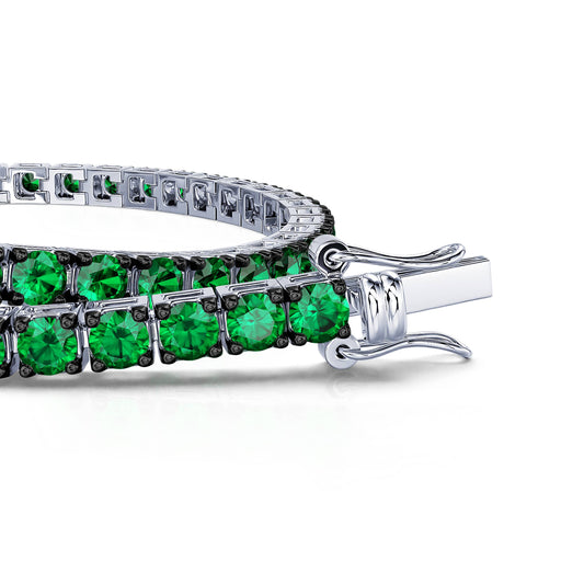 Riviera Emeraude - Bracelet tennis diamant or blanc et émeraude #2