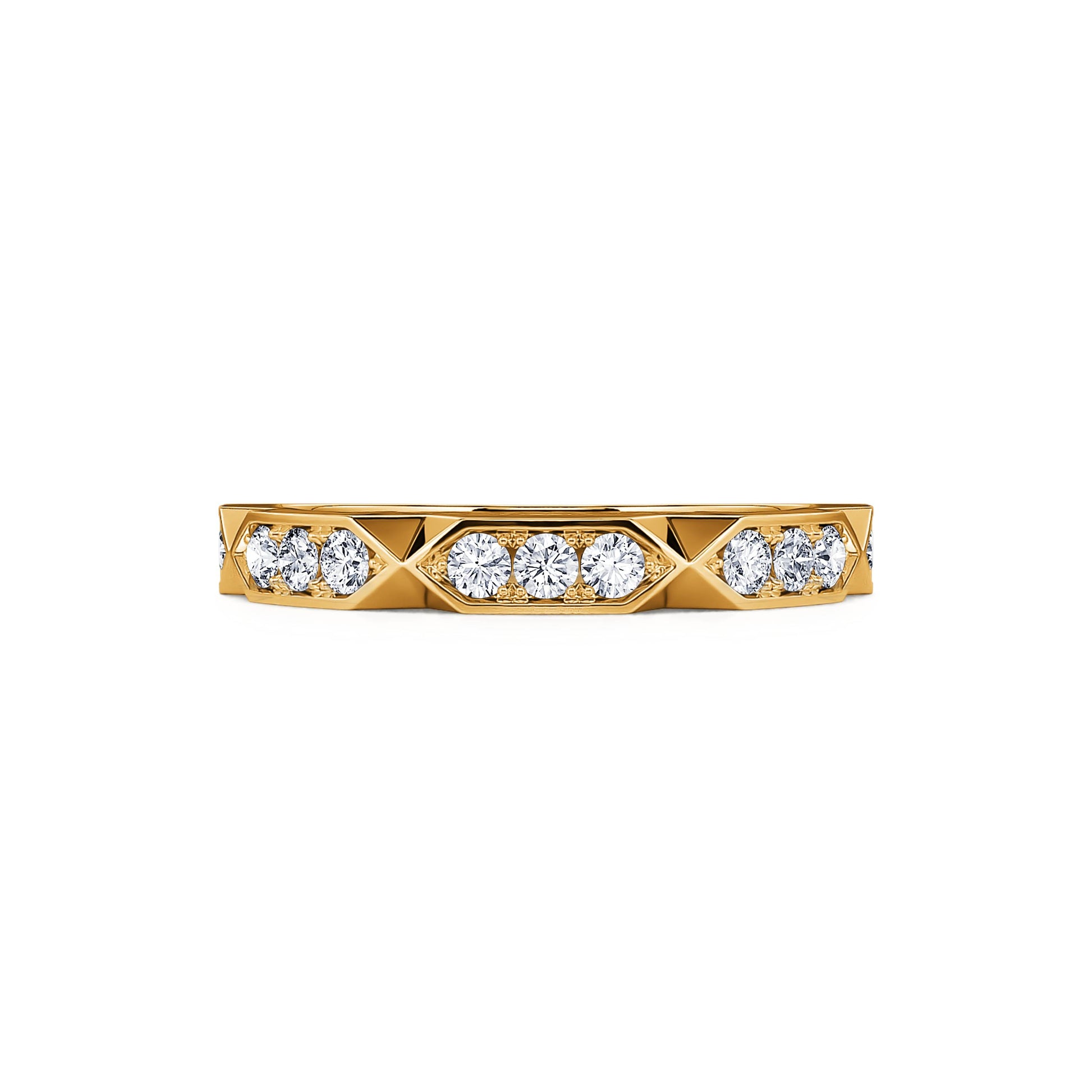 Alliance géométrique diamant et or jaune Elly 2