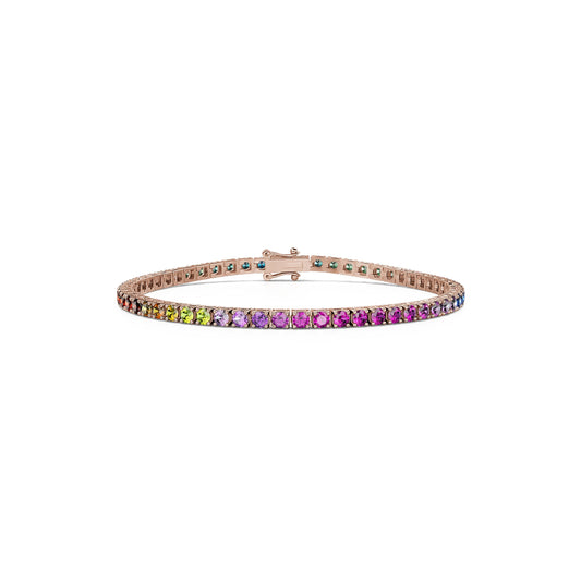 Riviera Rainbow - Bracelet tennis diamant or rose saphirs rainbow #2