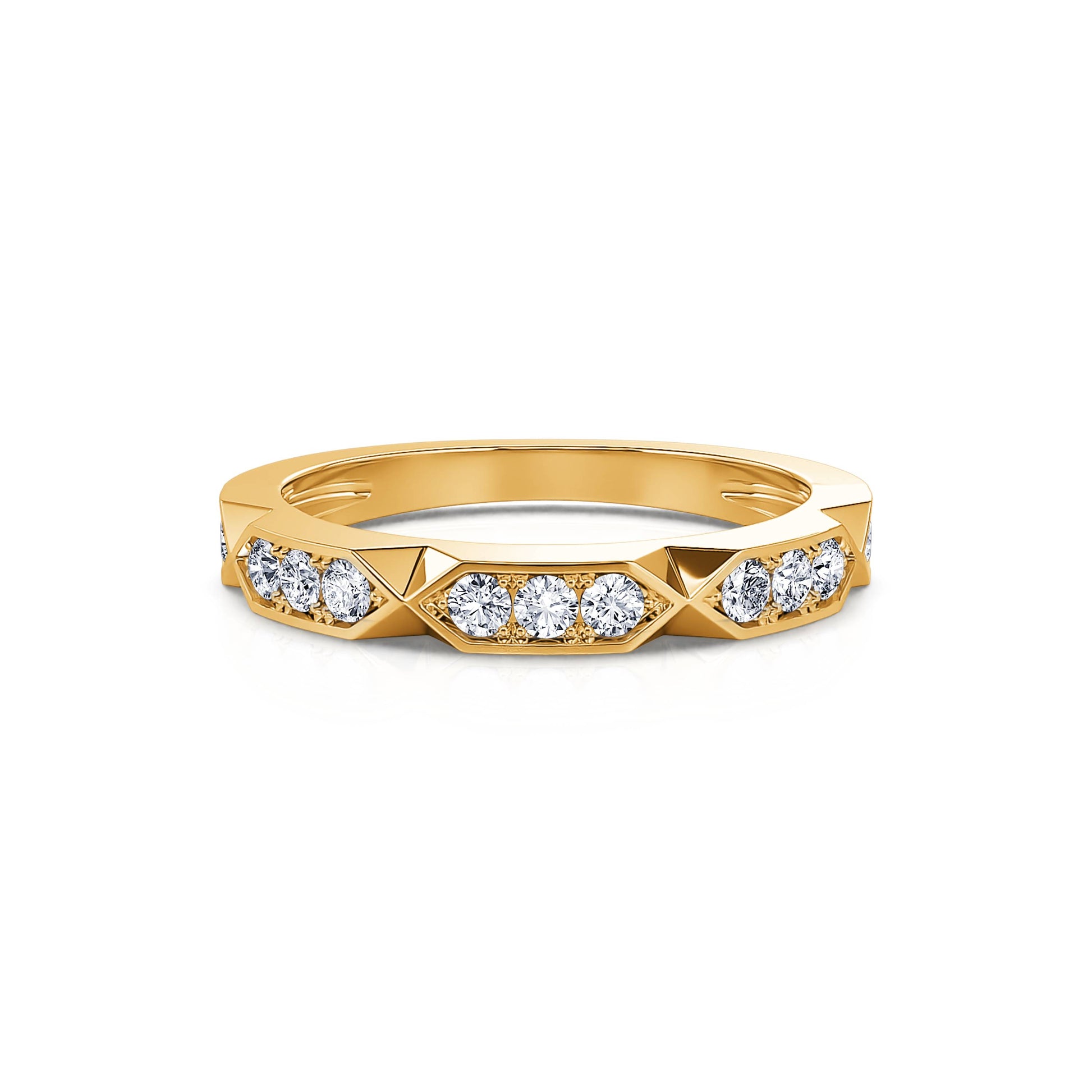 Alliance géométrique diamant et or jaune Elly 3