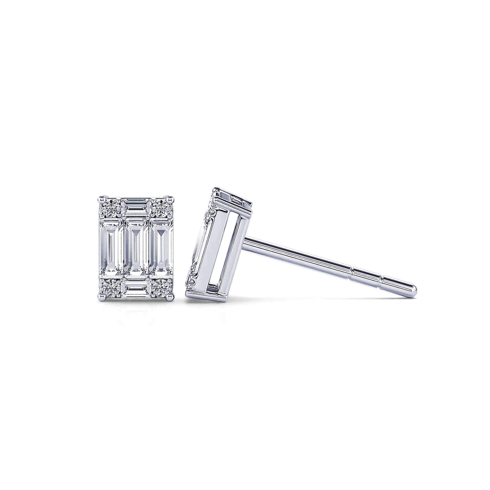 Puces d'oreilles or blanc diamant émeraude Elma 2