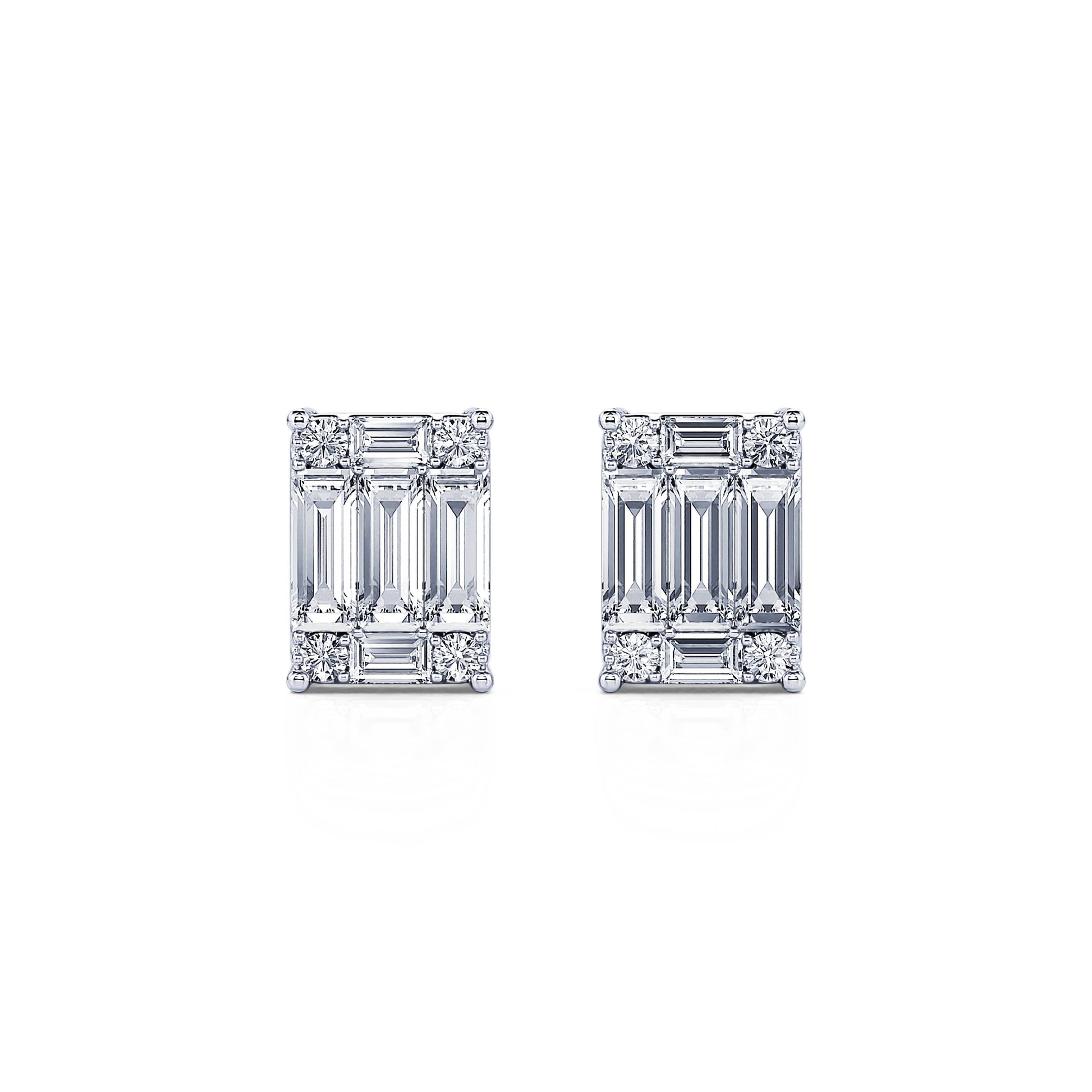 Puces d'oreilles or blanc diamant émeraude Elma 3