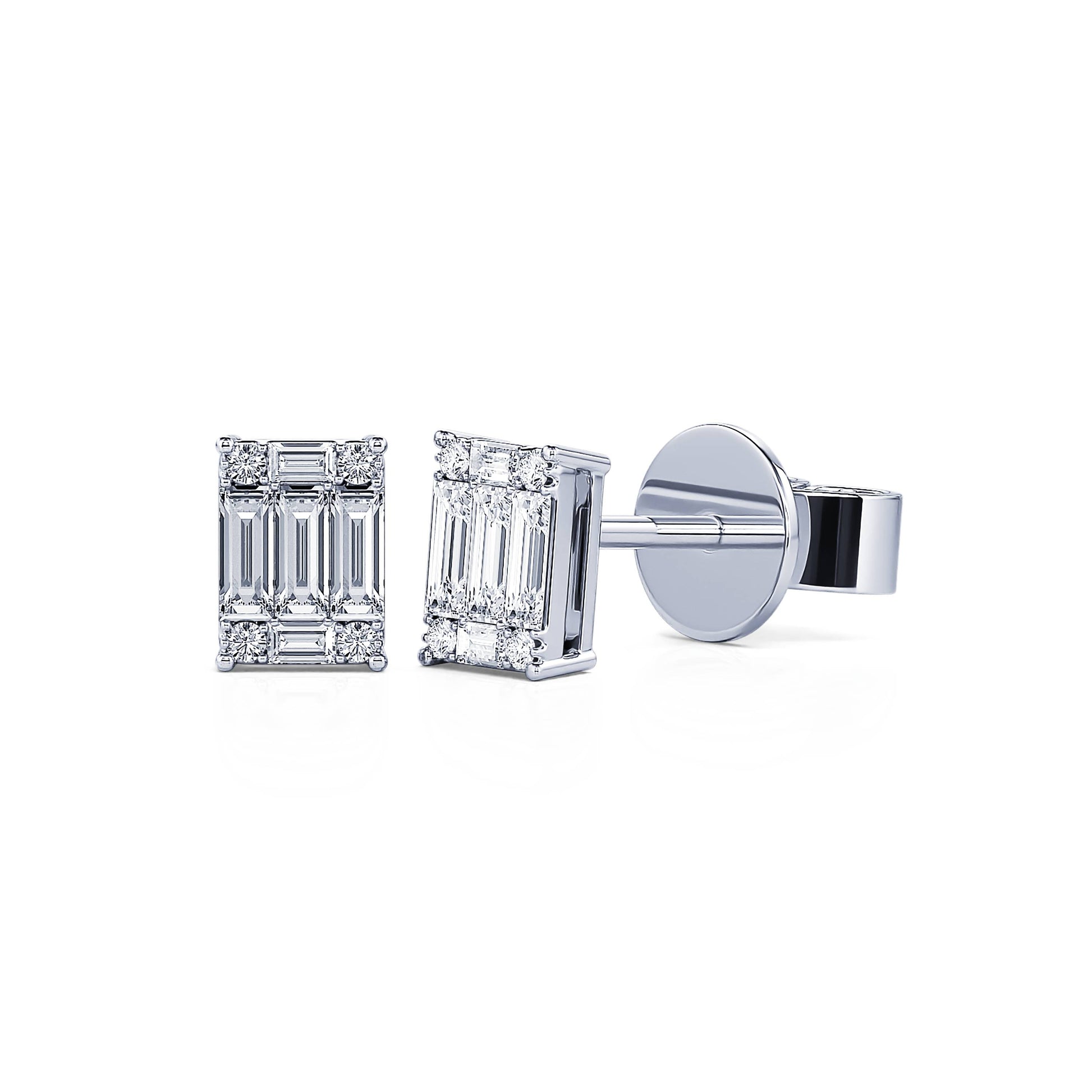 Puces d'oreilles or blanc diamant émeraude Elma 1