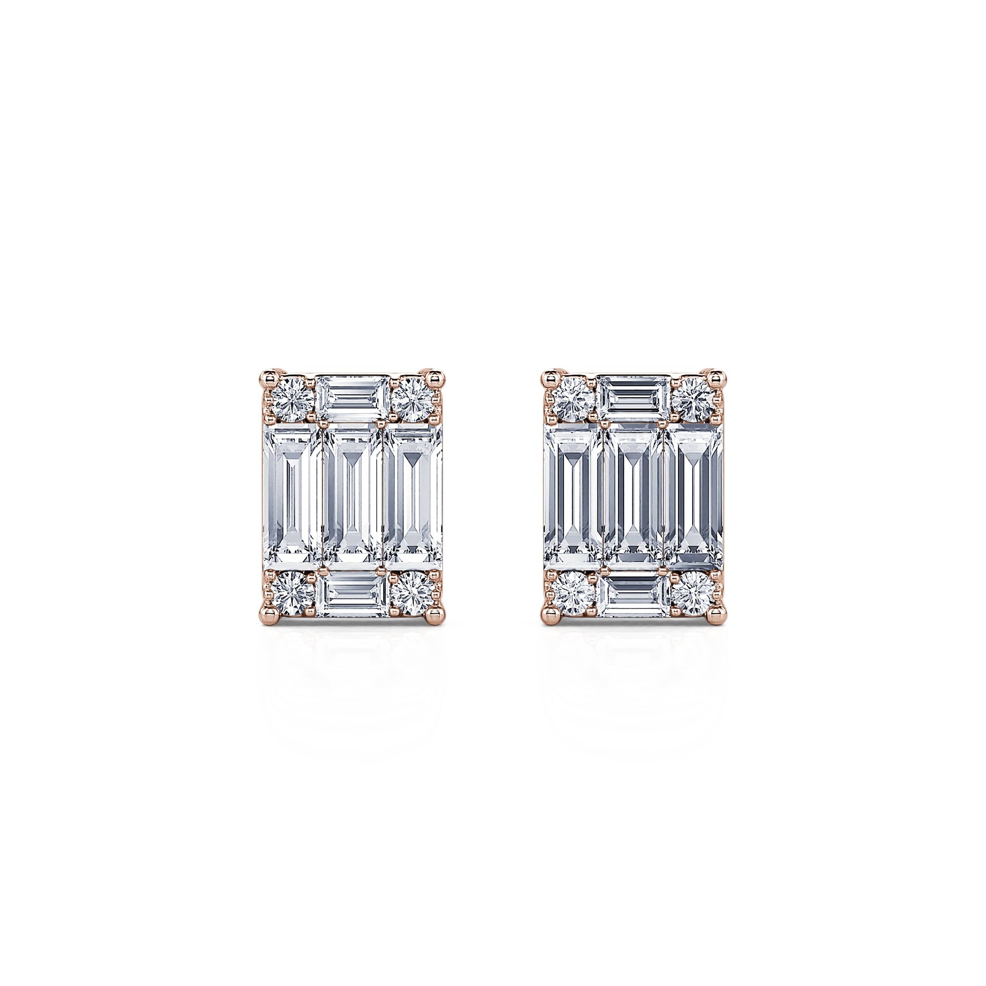 Puces d'oreilles or rose diamant émeraude Elma 2