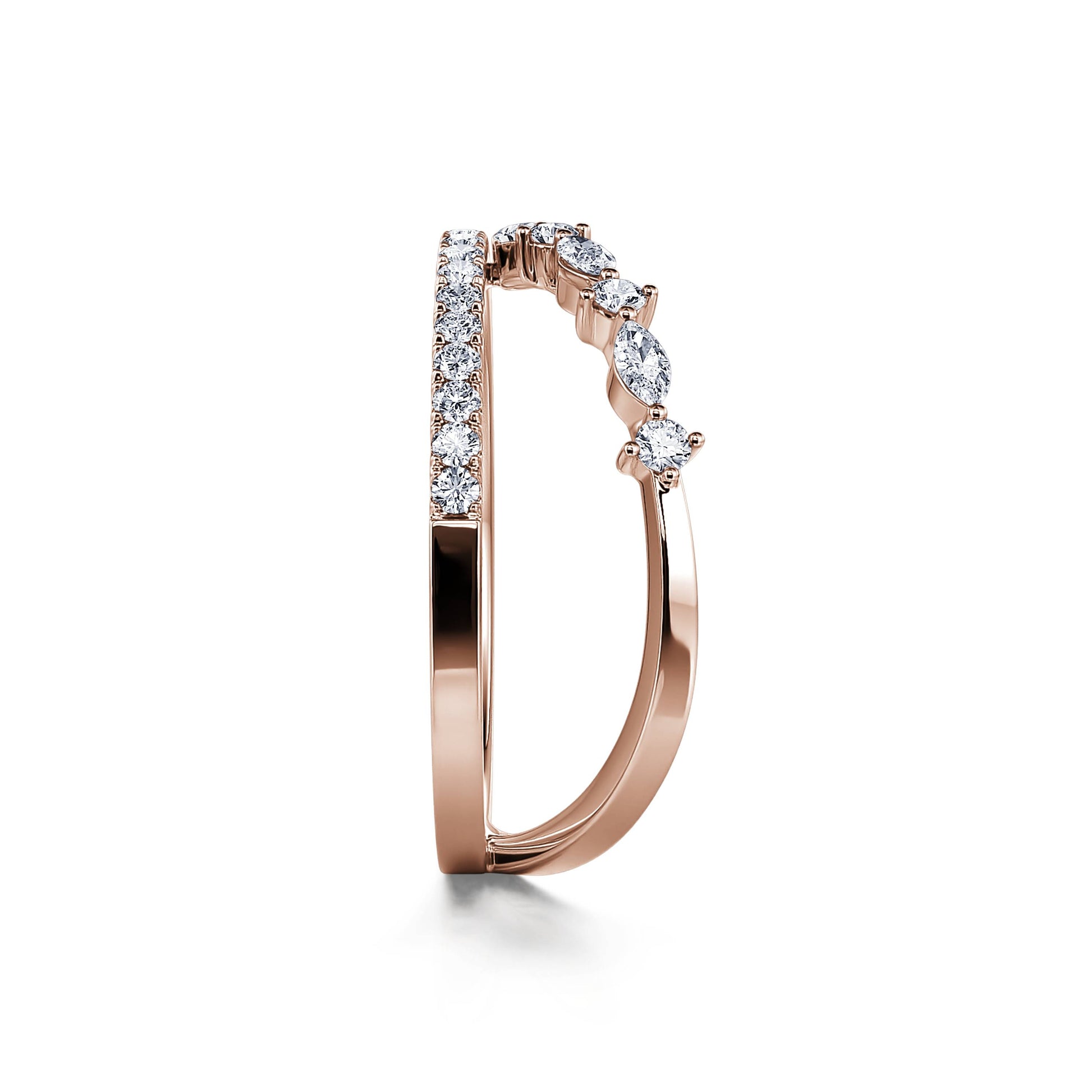 Bague diamant double rangs or rose  Ember 3