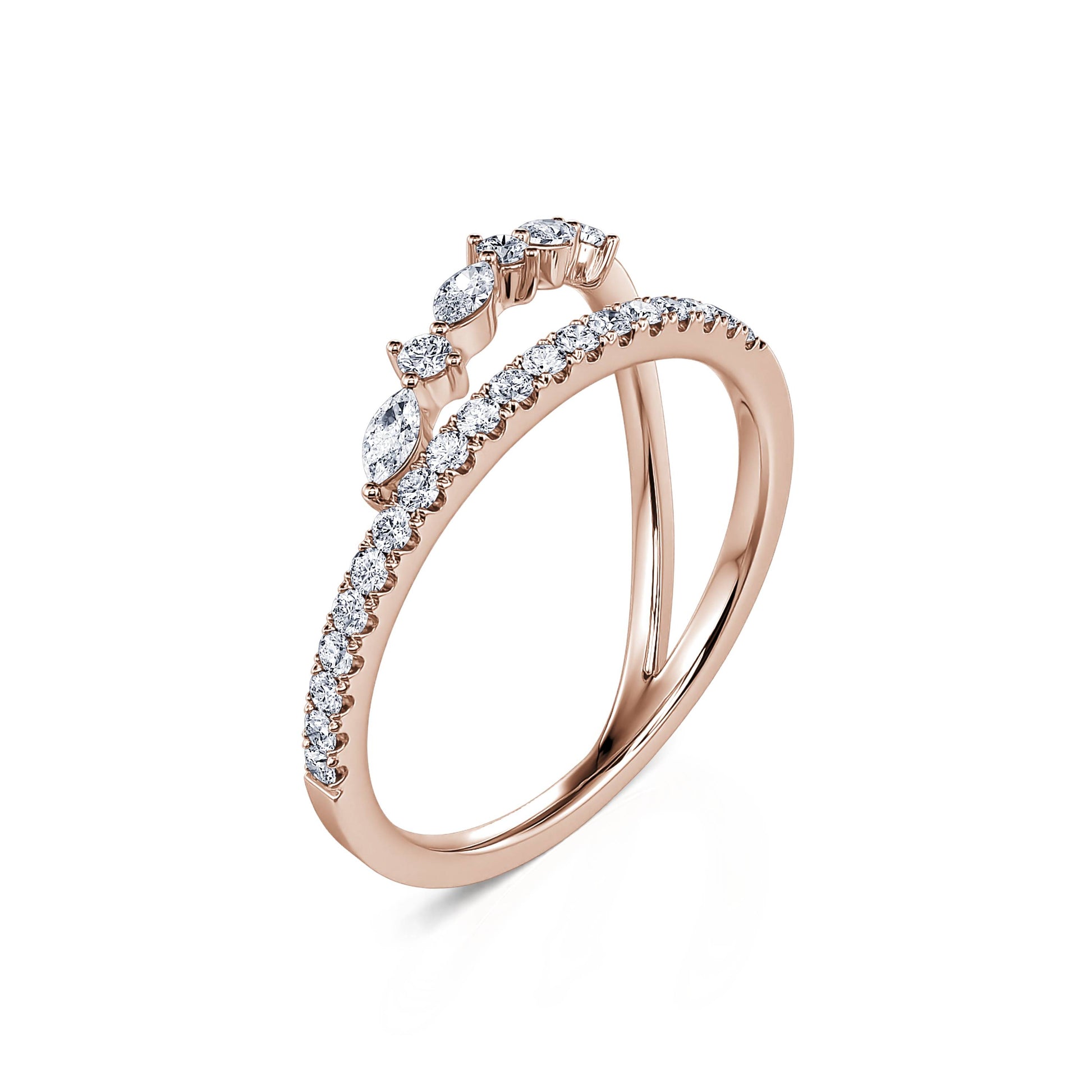 Bague diamant double rangs or rose  Ember 1