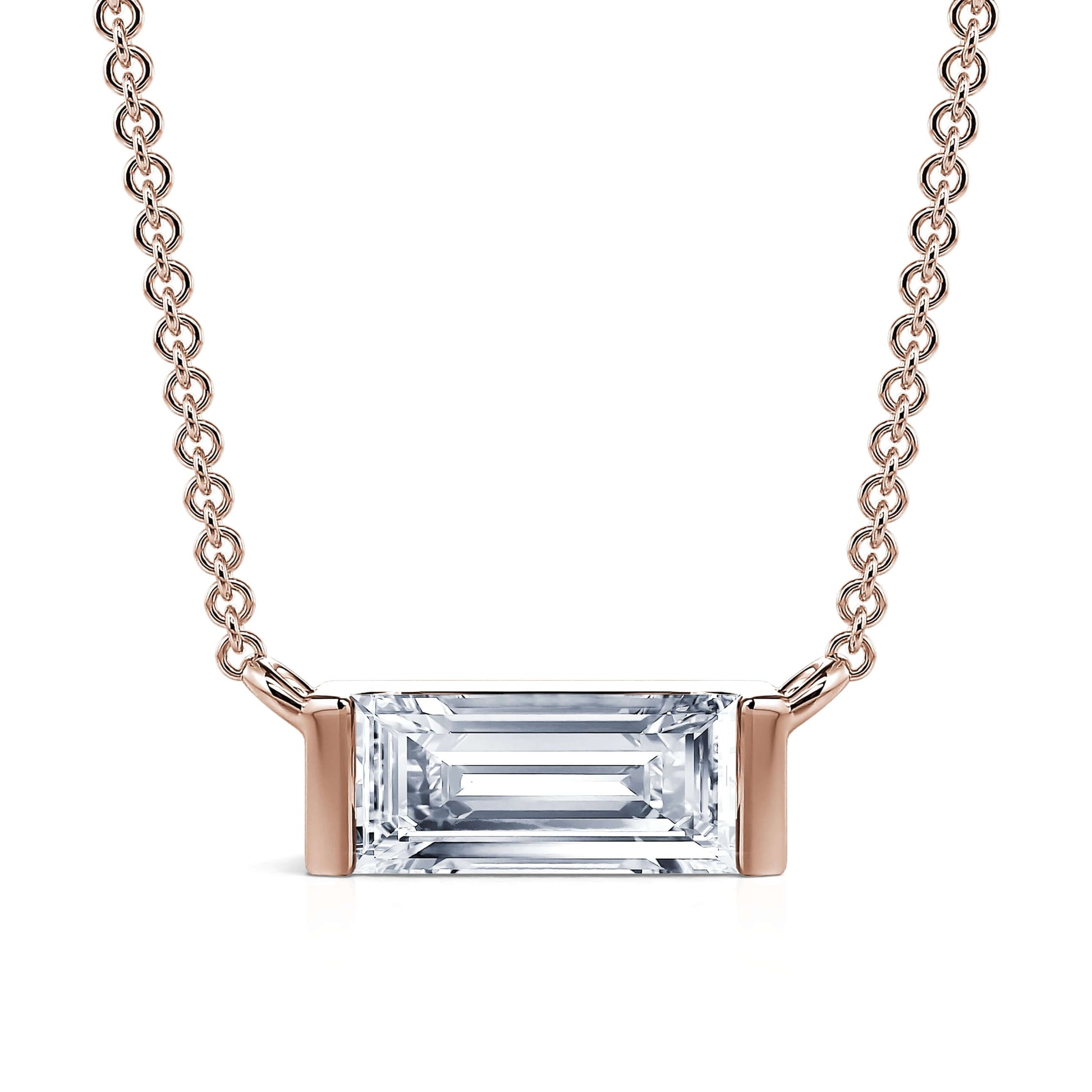 Collier or rose diamant baguette Emy 2