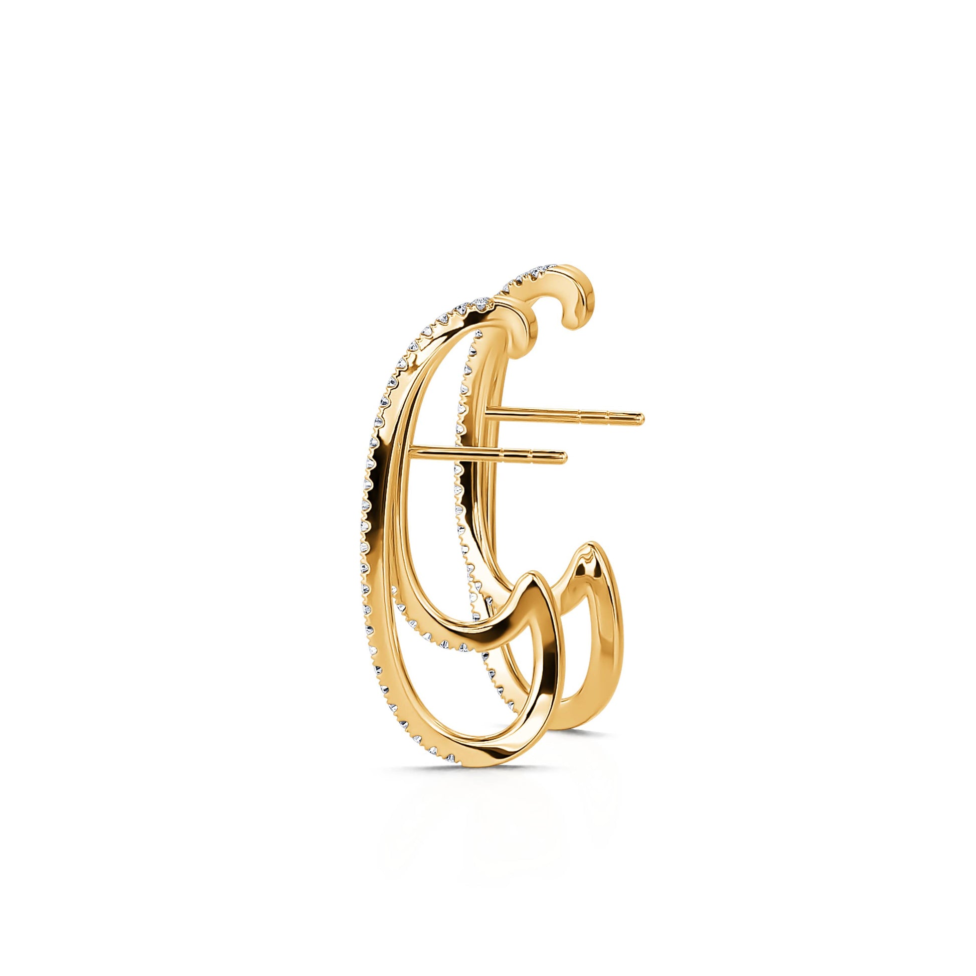 Boucles d'oreilles multi-créoles diamant or jaune Eunice 3