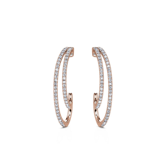 Eunice - Boucles d'oreilles multi-créoles diamant or rose #2