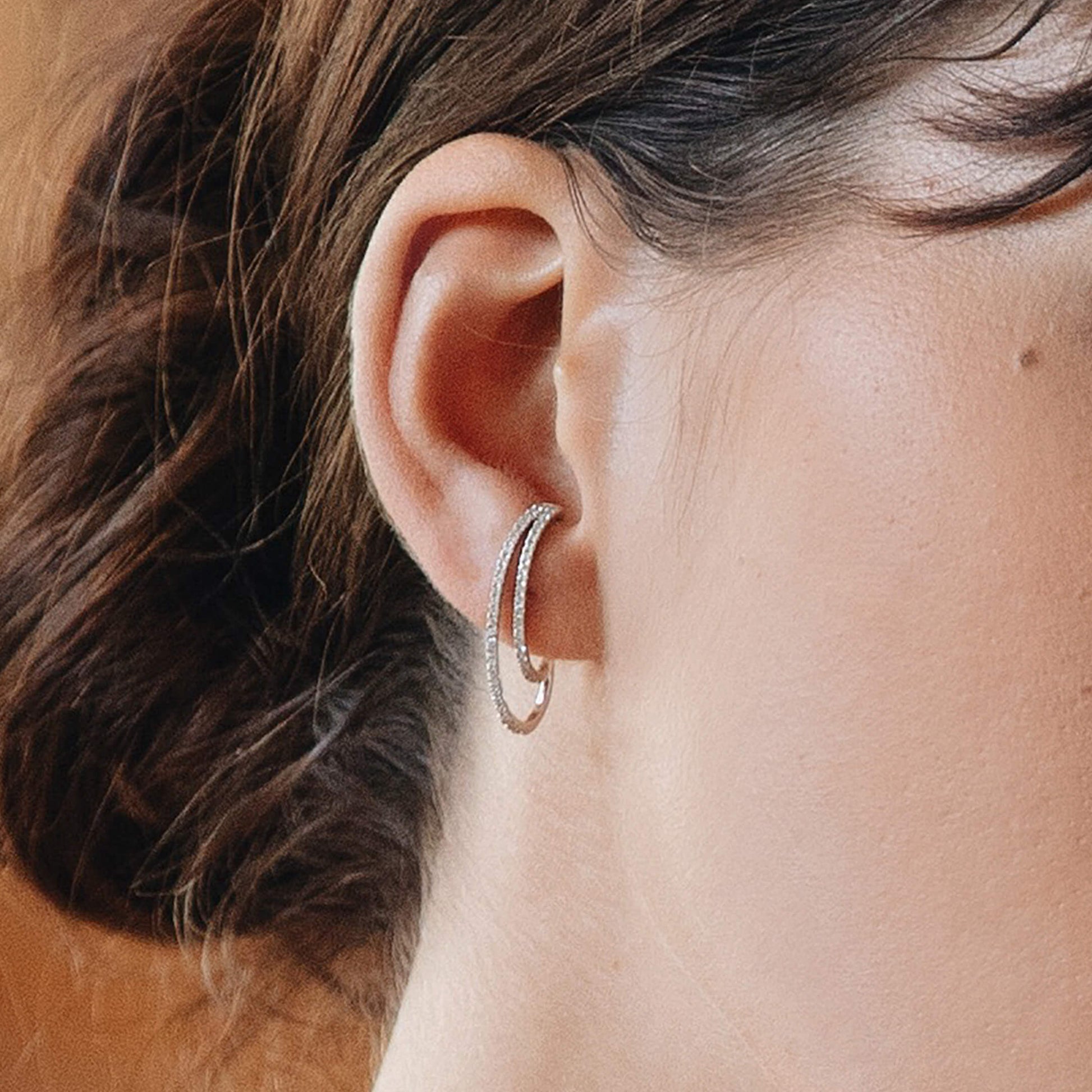 Boucles d'oreilles multi-créoles diamant or jaune Eunice 4