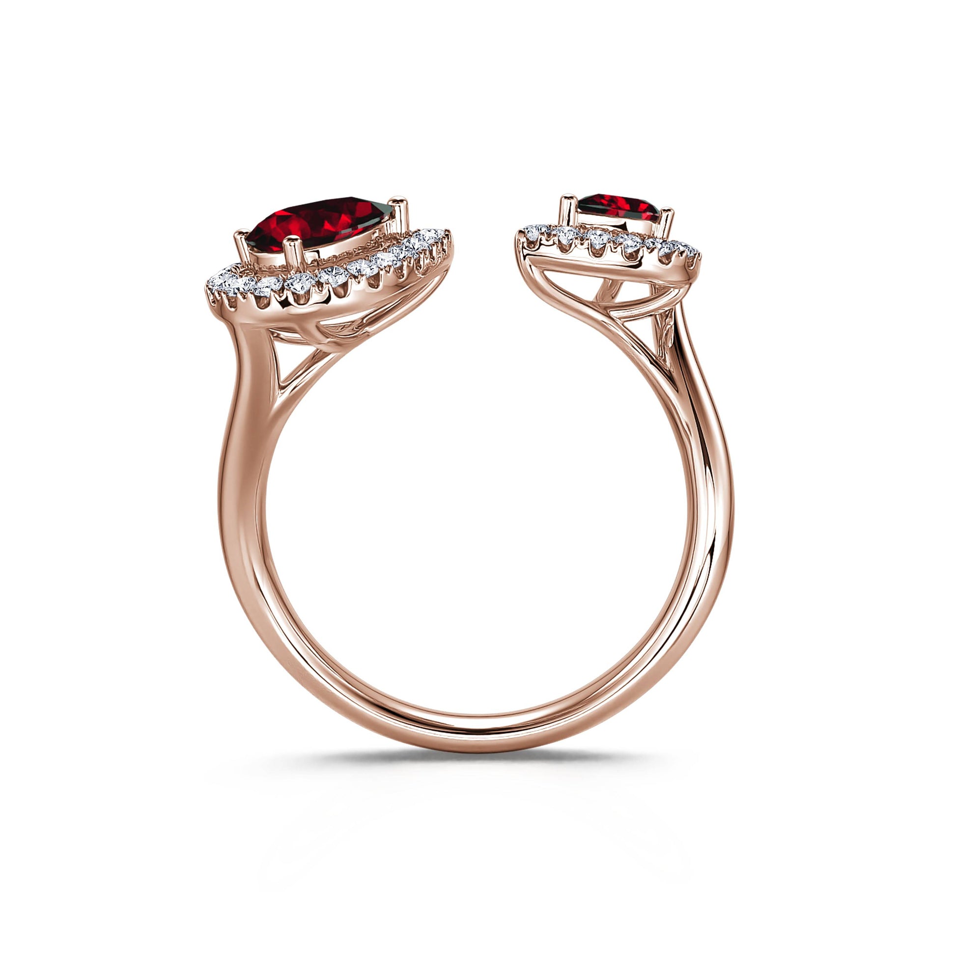 Bague Toi &amp; Moi or rose poire diamant et rubis Ezia Rubis 3