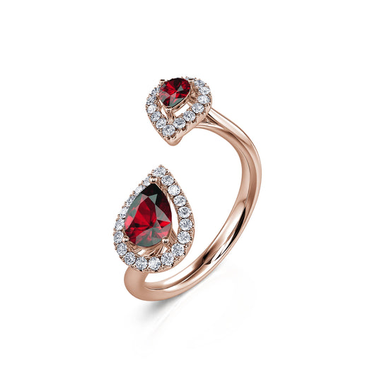 Ezia Rubis - Bague Toi & Moi or rose poire diamant et rubis #2