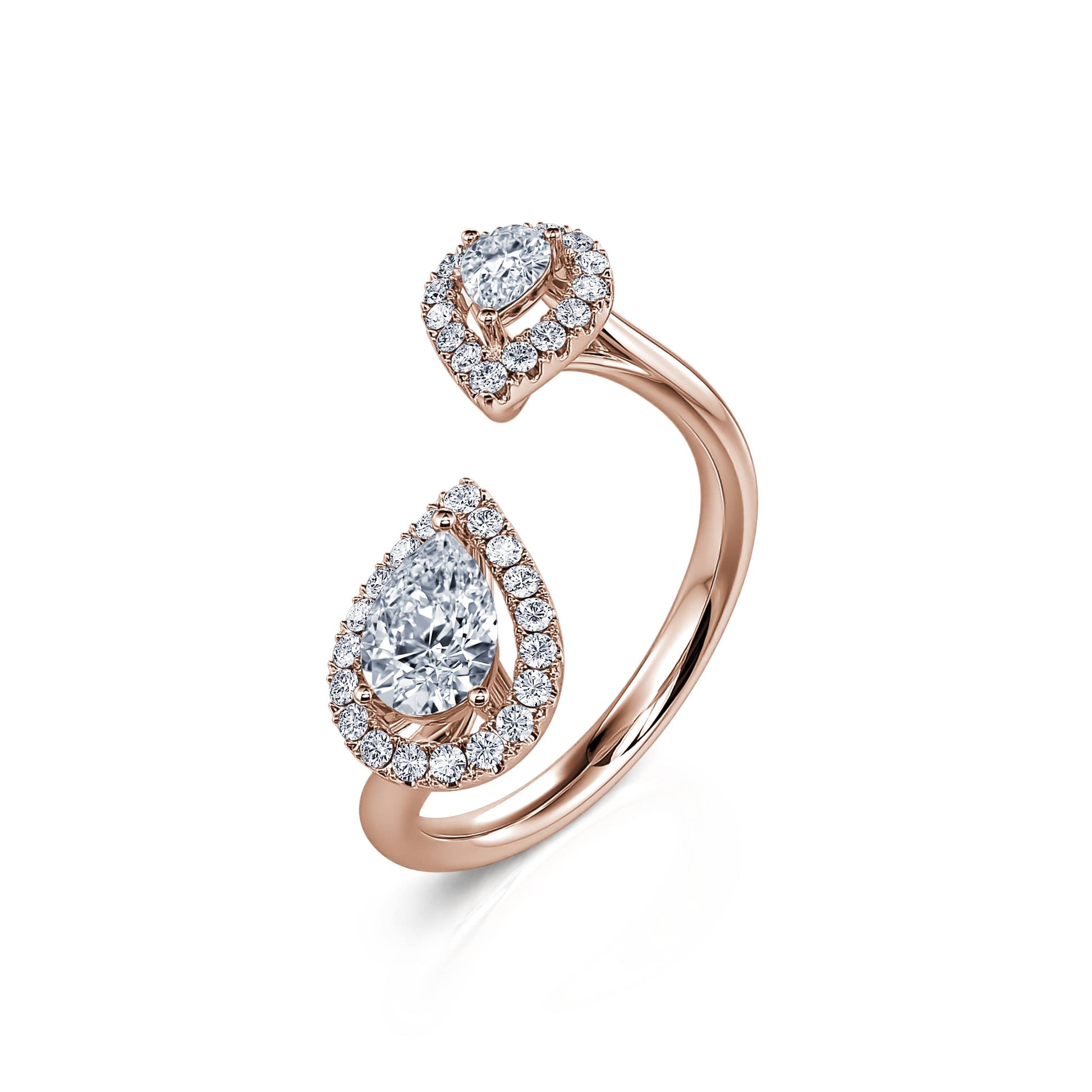 Bague Toi &amp; Moi poires or rose  Ezia 2