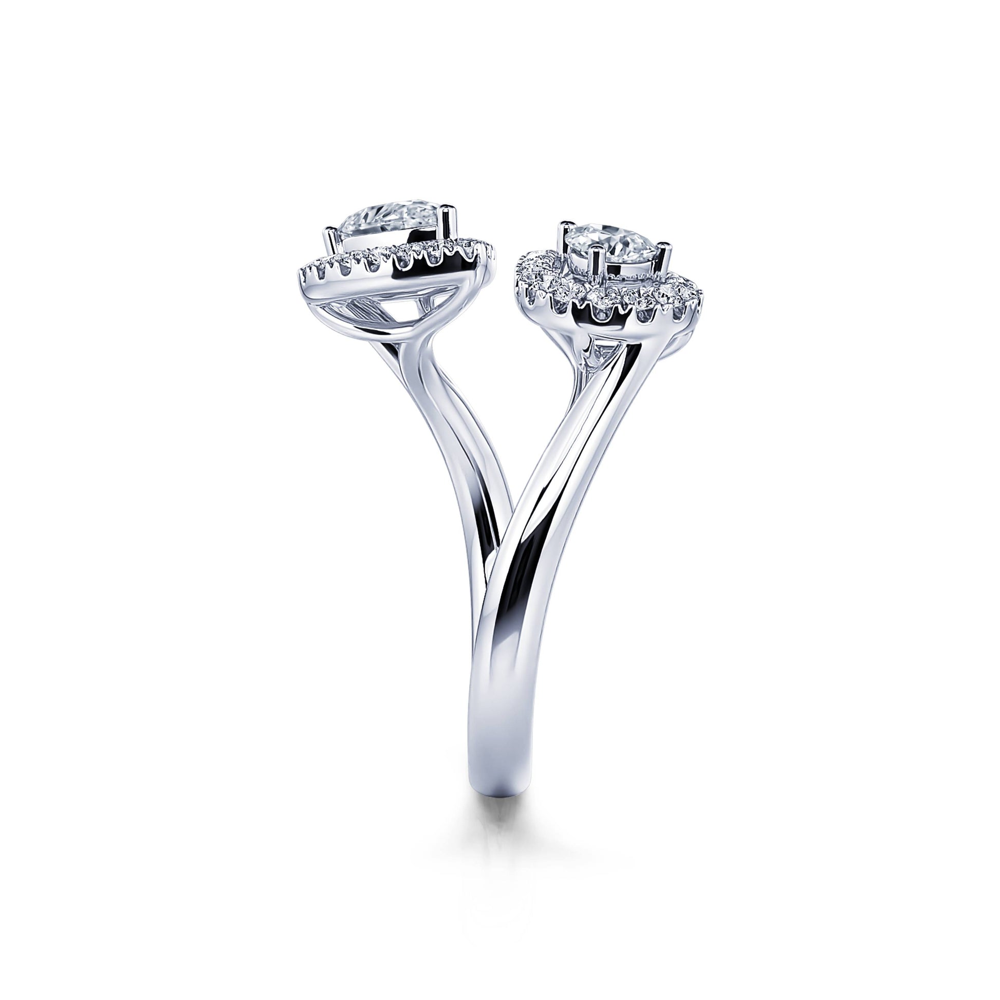 Bague Toi &amp; Moi poires or blanc Ezia 3